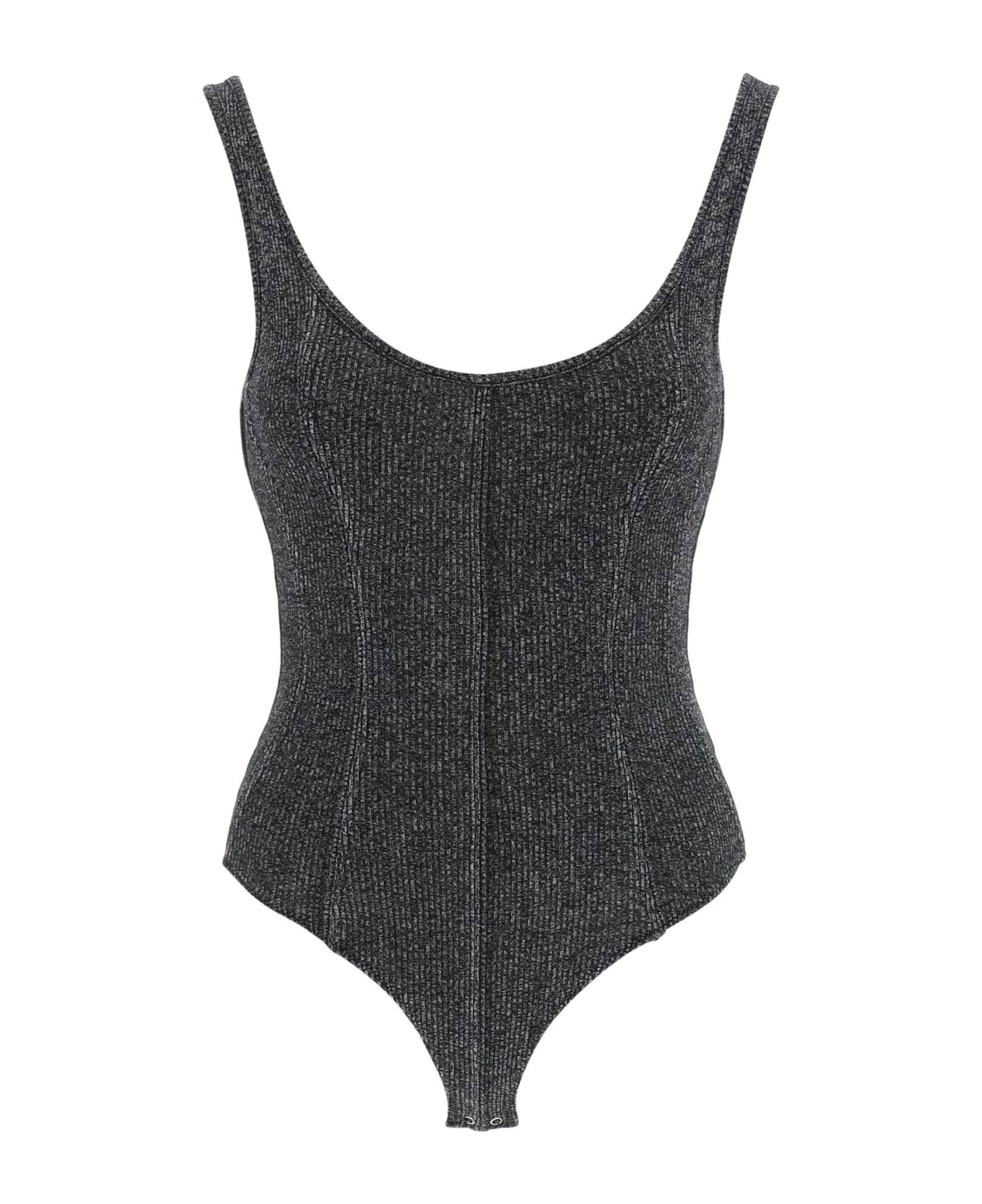 AGOLDE 'elna' Rib Knit Tank Bodysuit - SALT PEPPER (Grey)