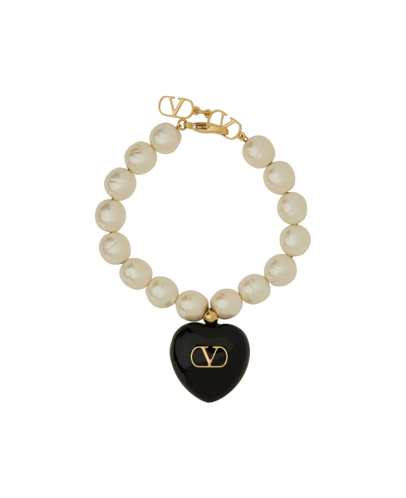 ブレスレット VALENTINO IVORY PEARLS COEUR  BRACELET Coeur Royal Bracelet In Metal, Enamel And Beads for Woman in