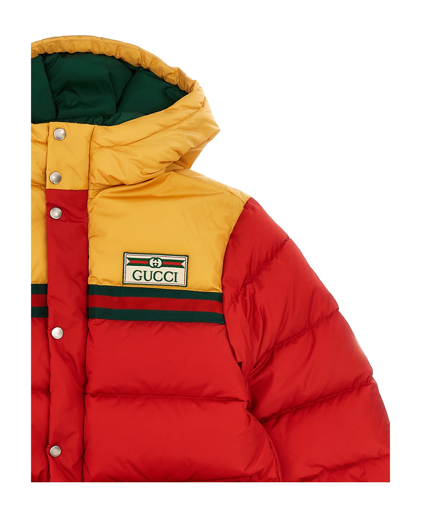 Gucci Hooded Logo Puffer Jacket - Multicolor