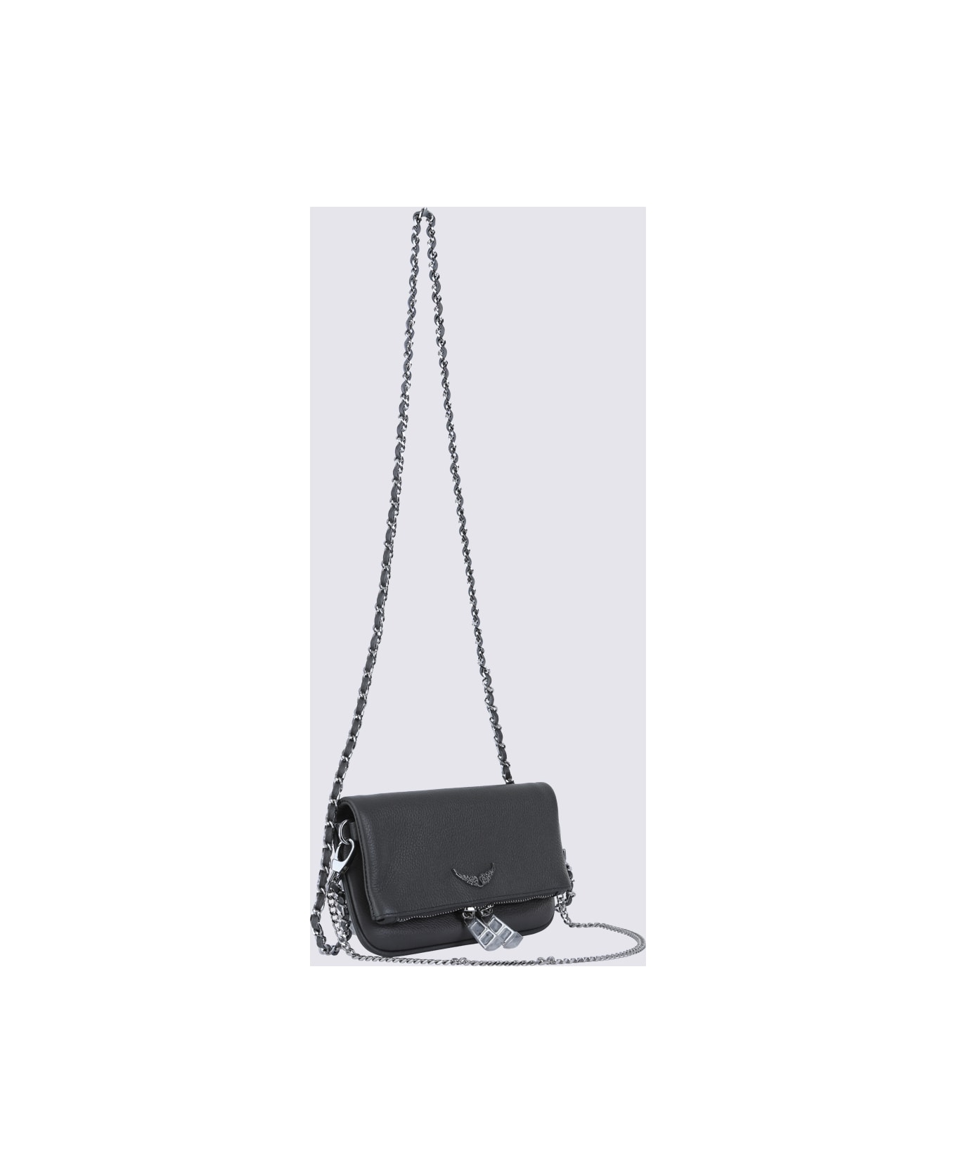 Zadig 
Voltaire Black Leather Rock Nano Shoulder Bag - ROAD SILVER