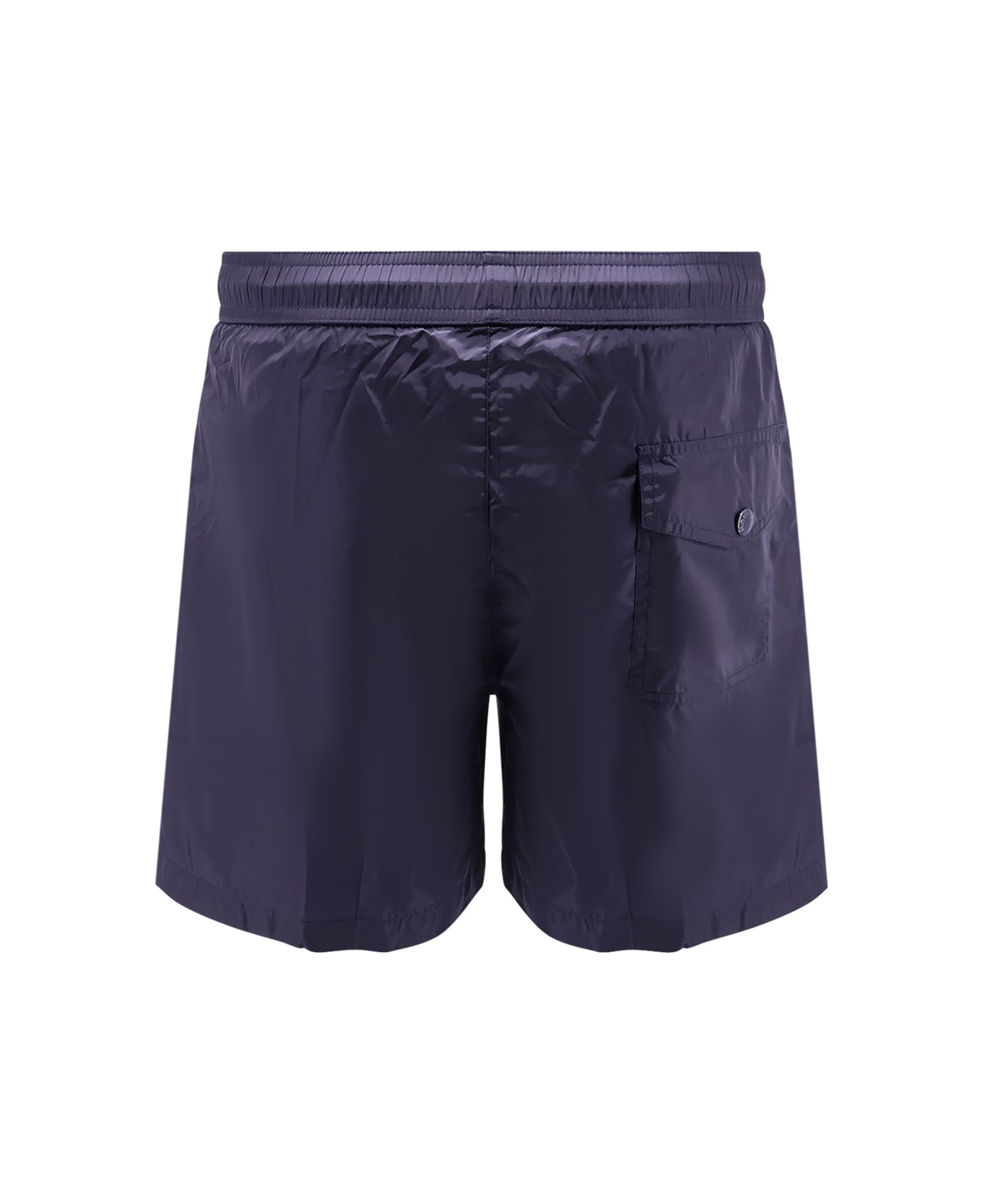Moncler Nylon Swim Trunks With Logo Patch On The Front - Clear Blue
