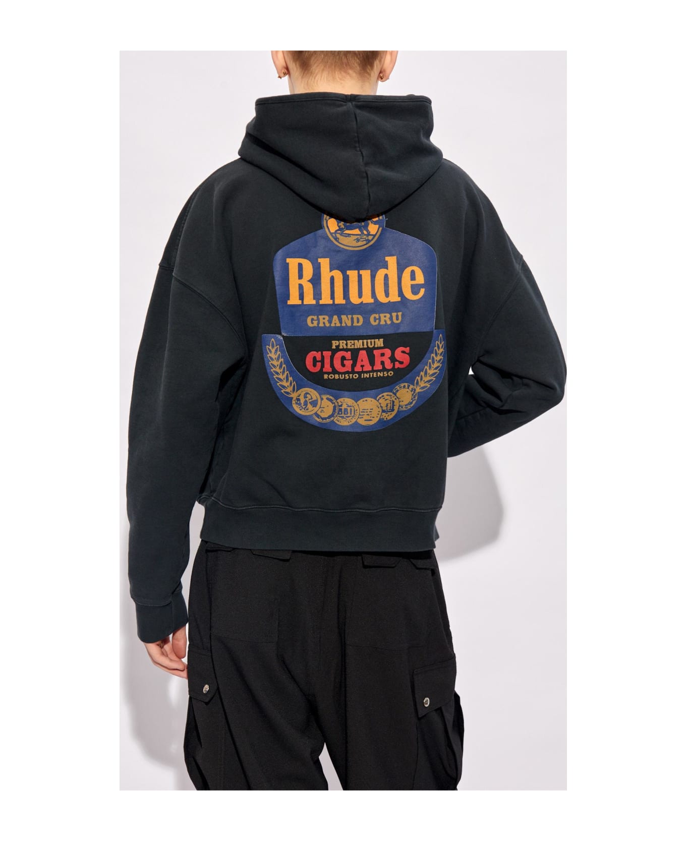 Rhude Hoodie With Logo - BLACK フリース