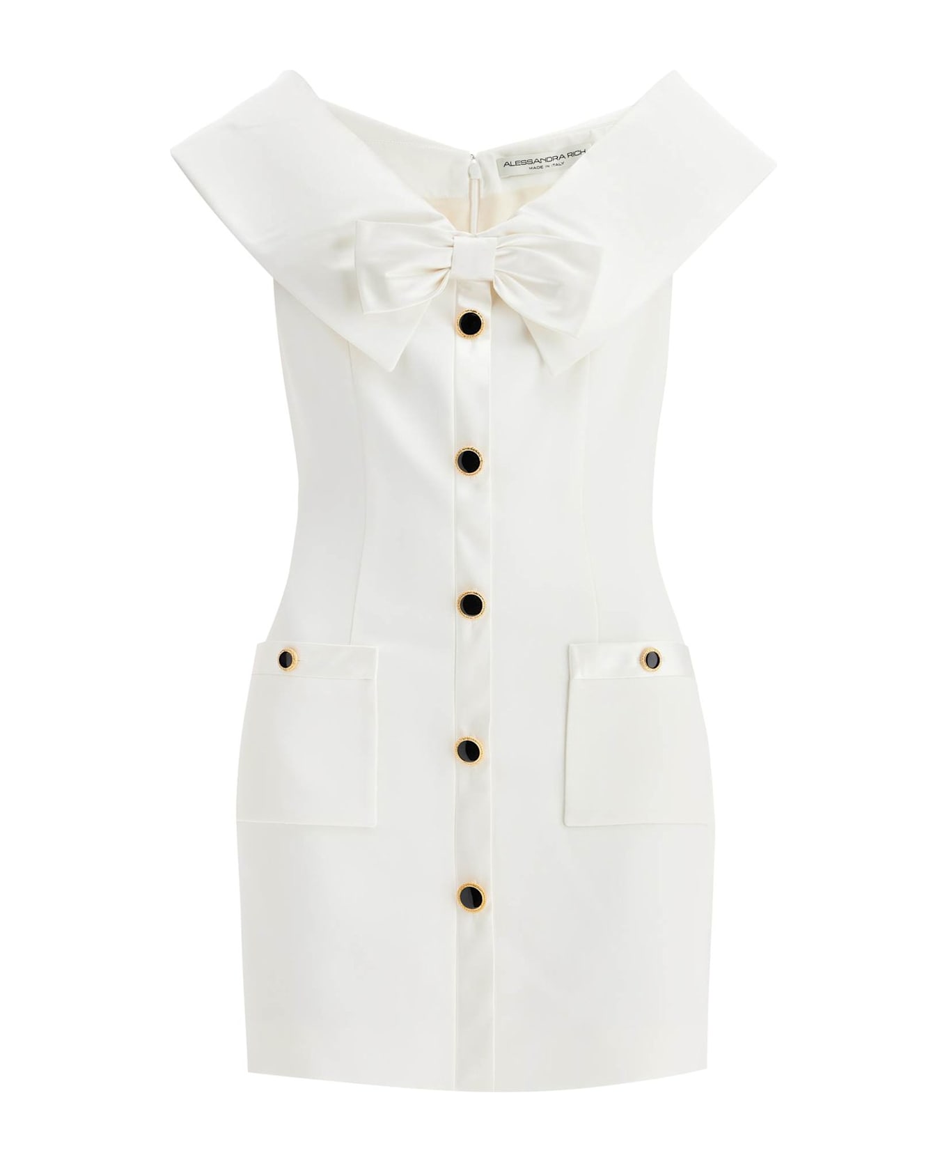 Alessandra Rich Bow Detailed Cady Mini Dress - White