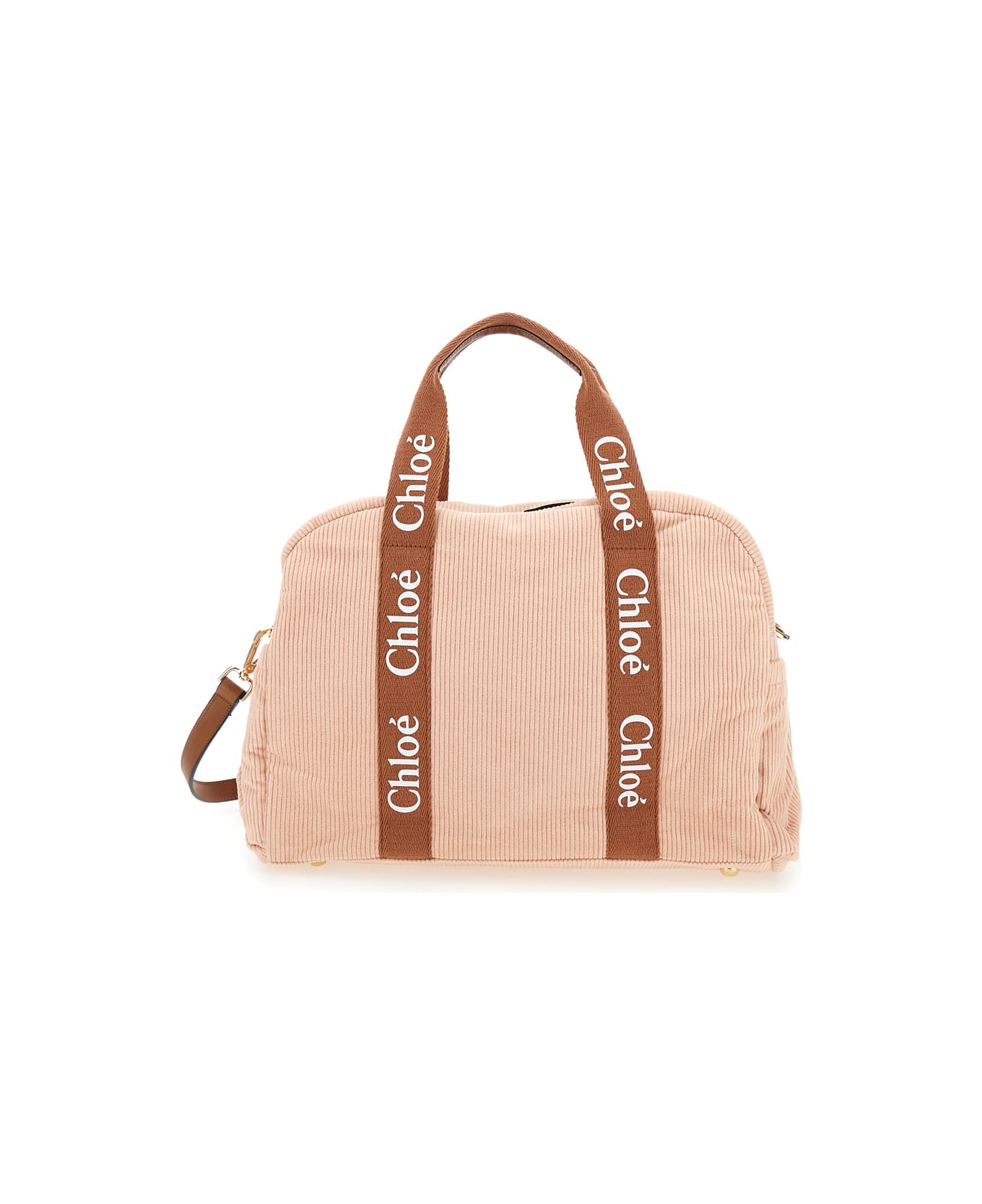 Chloé Pink Changing Bag With Logo Print In Cotton - Rosa