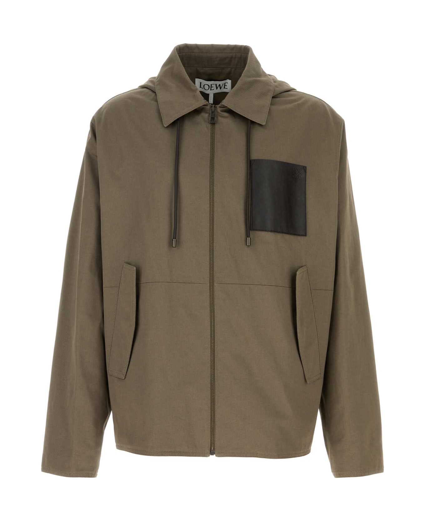 Loewe Khaki Cotton Jacket - KHAKIBROWN