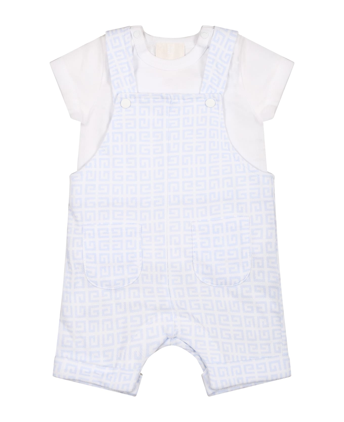 Givenchy White Set For Baby Boy With Logo - Light Blue