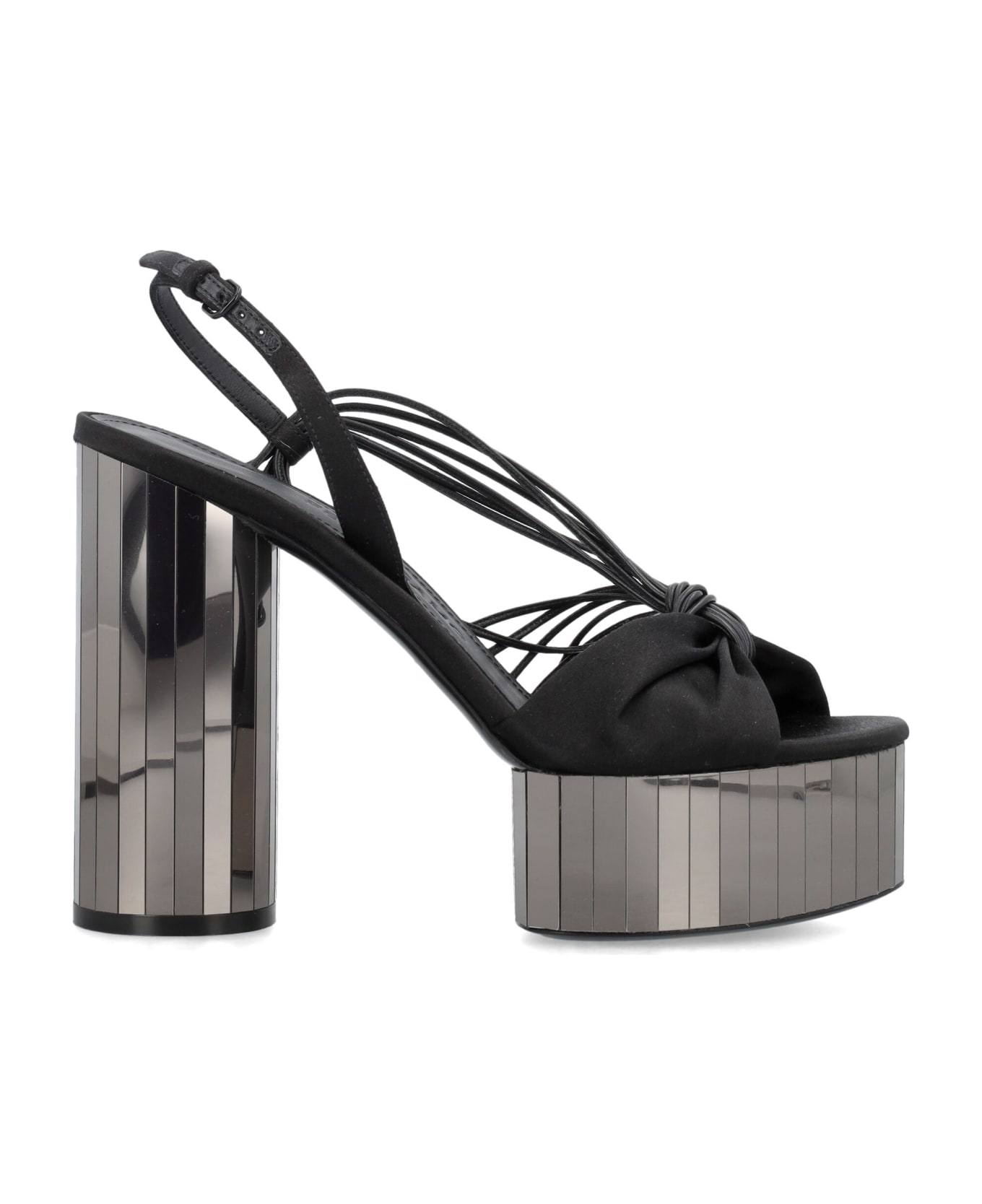 Ferragamo Platform Sandal With Mirrored Heel - BLACK