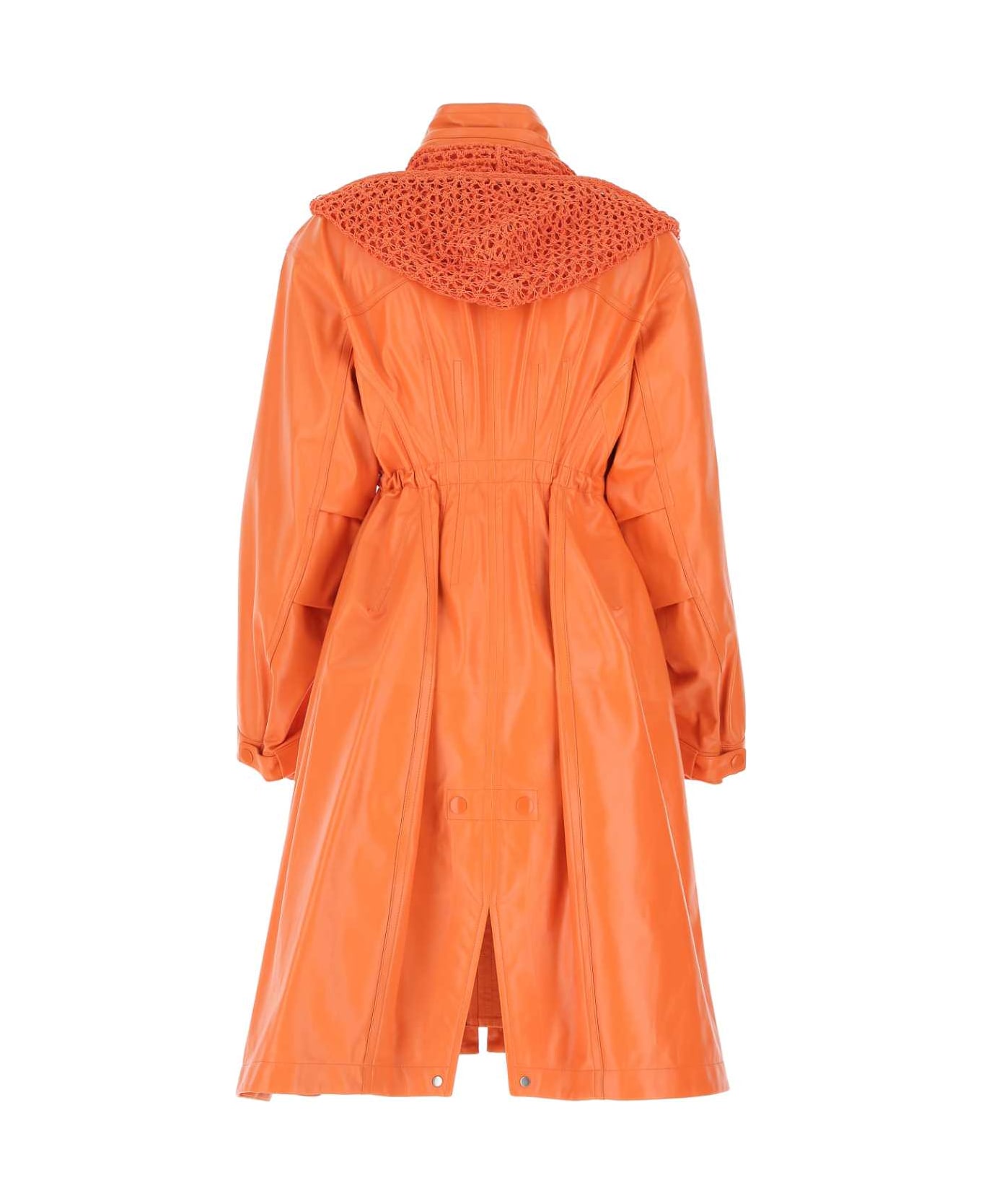 Bottega Veneta Orange Leather Parka - ORANGE