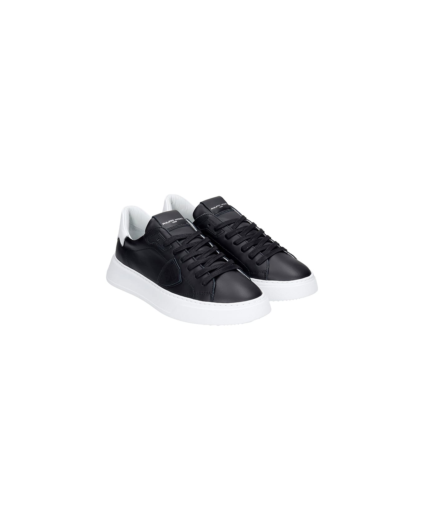 Philippe Model Temple L Sneakers In Black Leather - Black