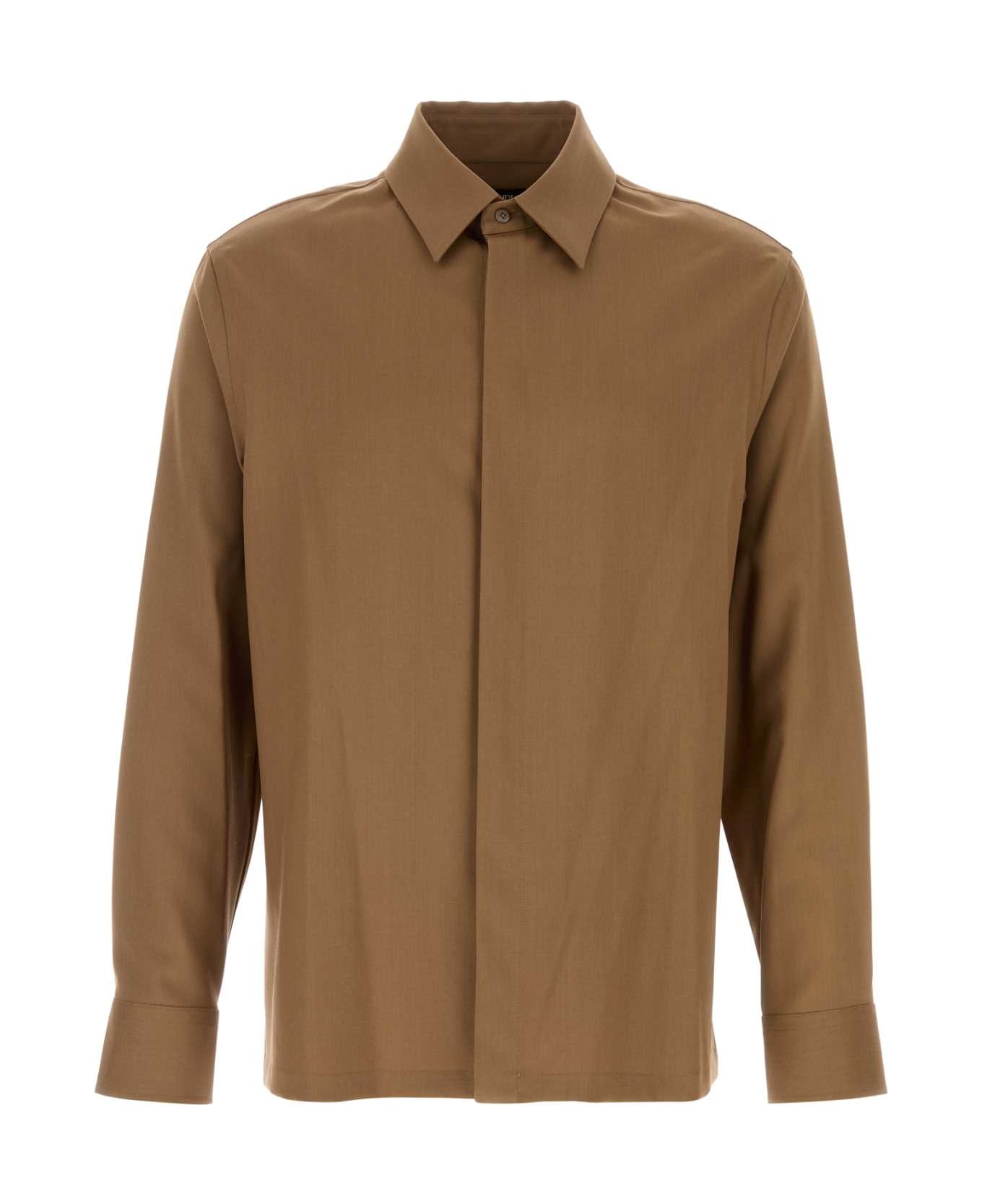 Fendi Camel Wool Shirt - TOBACCO