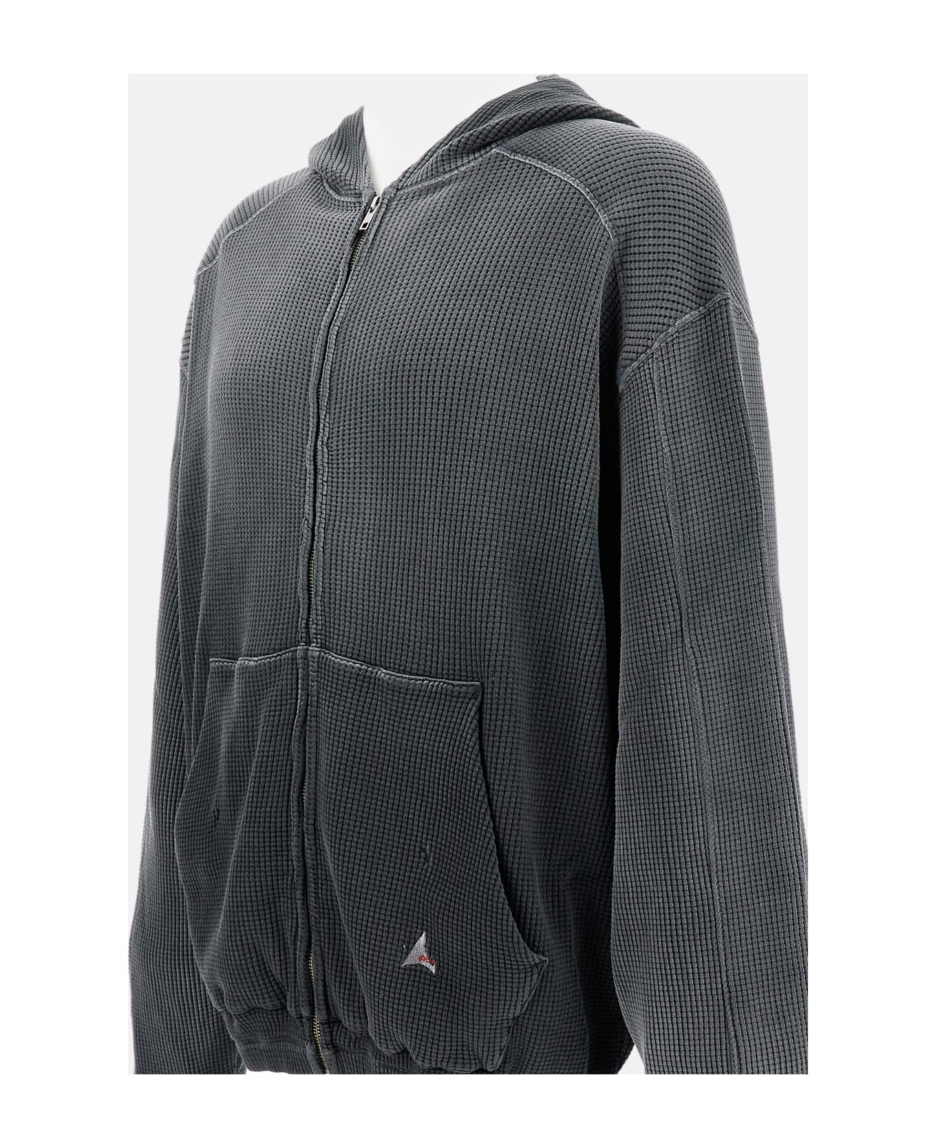 ROA 
bee Sun Faded Waffle Zip
 Up Hoodie - Black