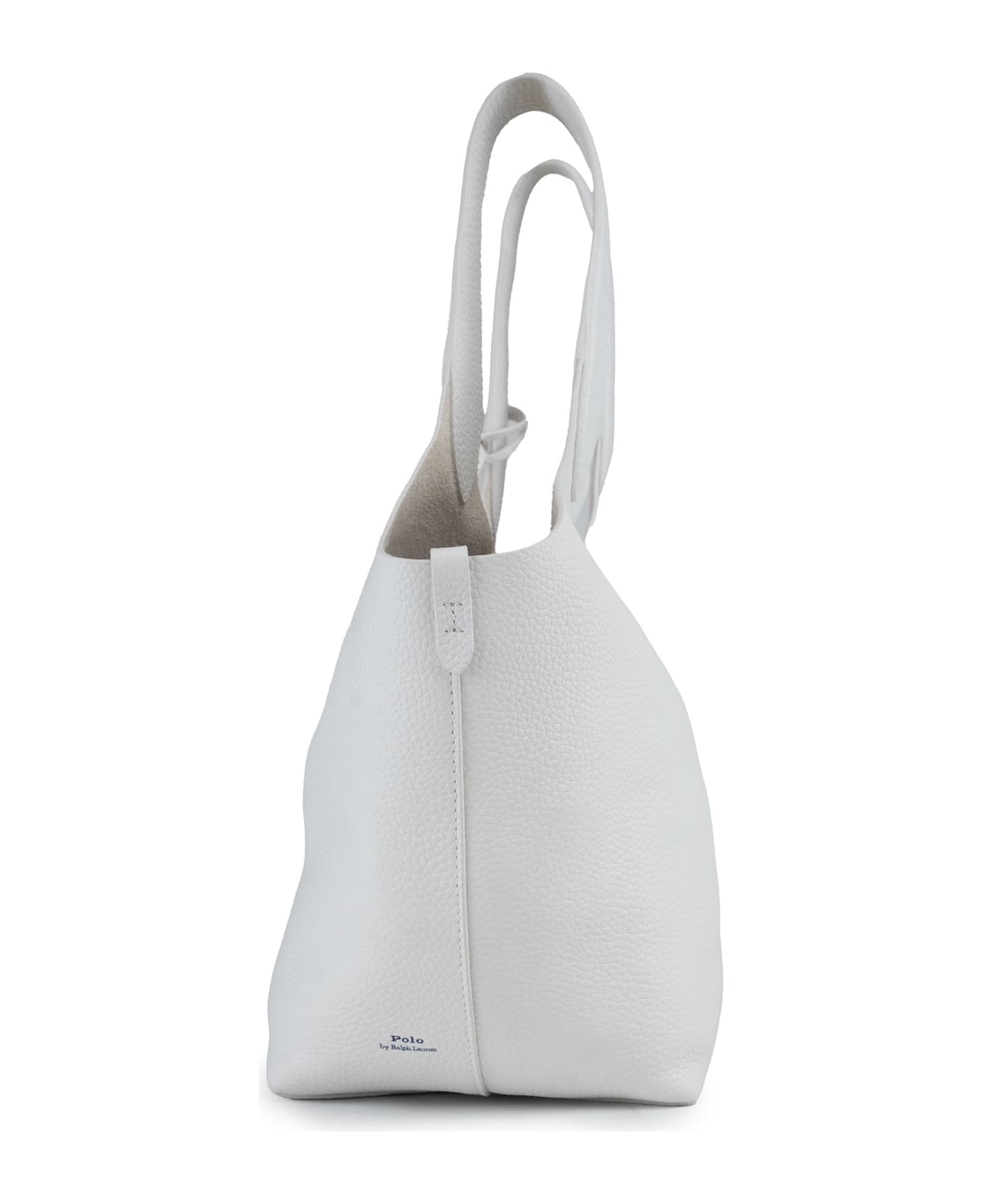 Polo Ralph Lauren Leather Tote Bag With Polo Pony Embroidery - White