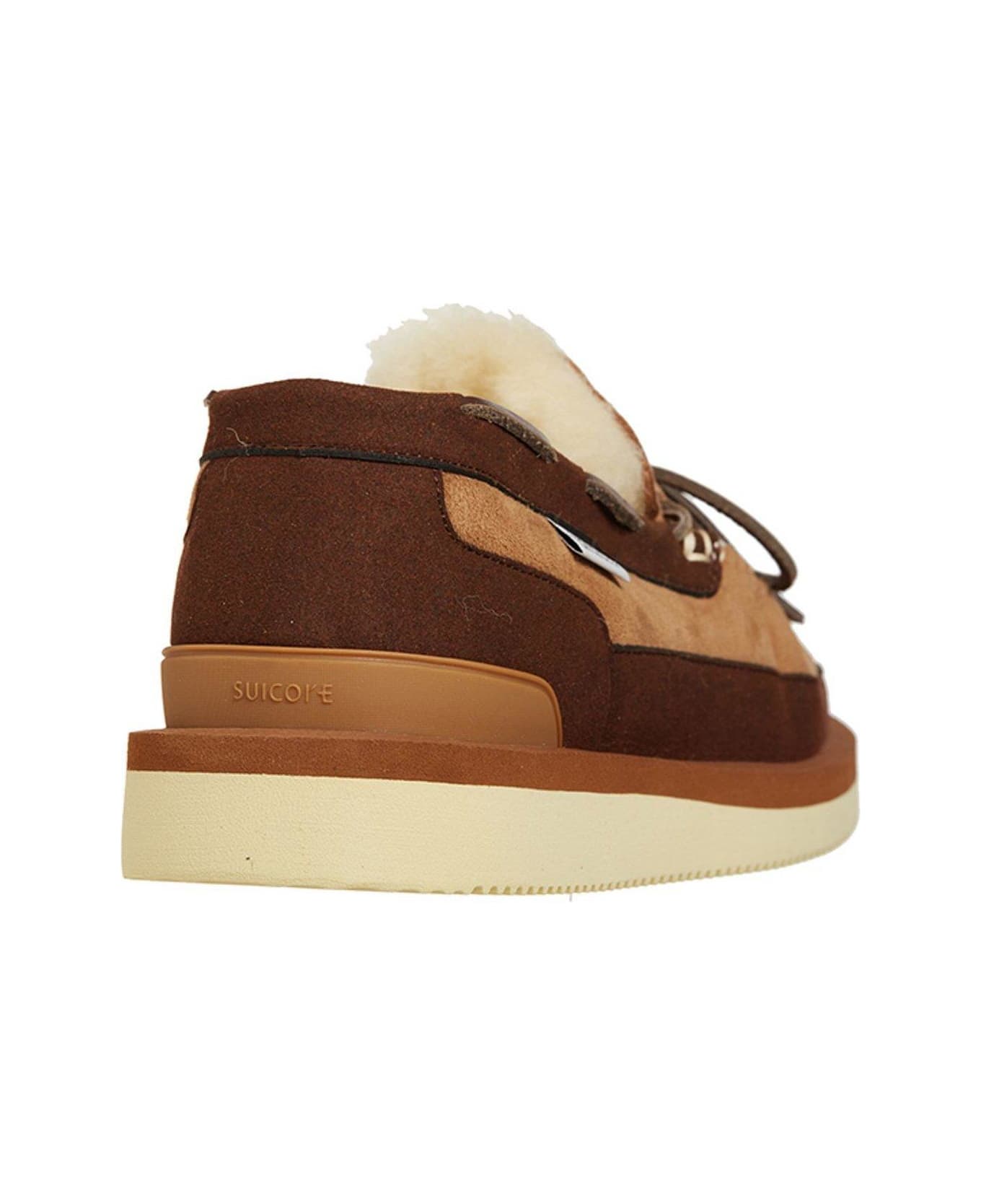 SUICOKE Shearling-lined Round Toe Loafers - Brown