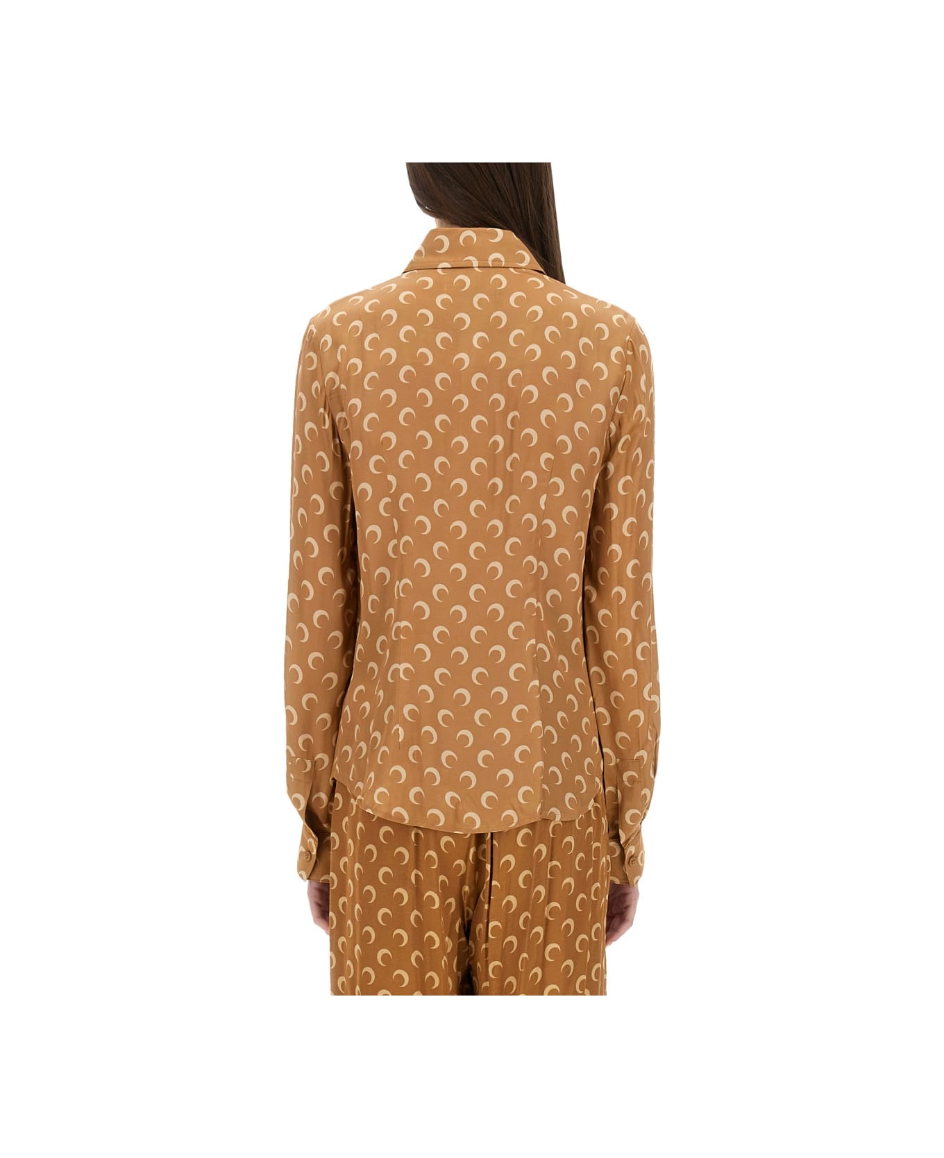 Marine Serre "moon" Satin Shirt - BEIGE