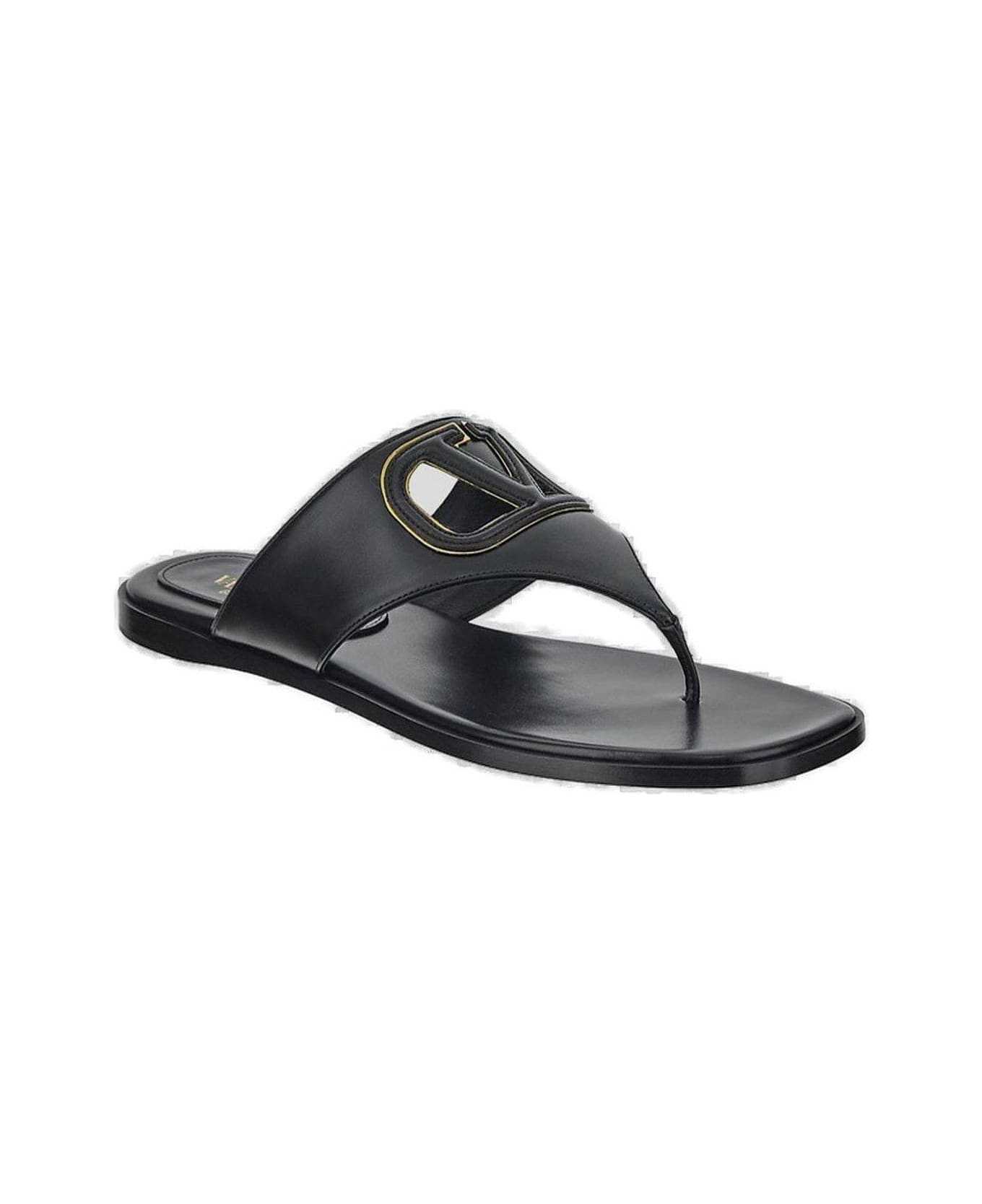 Valentino Garavani Vlogo Patch Cut-out Slip-on Sandals - Black