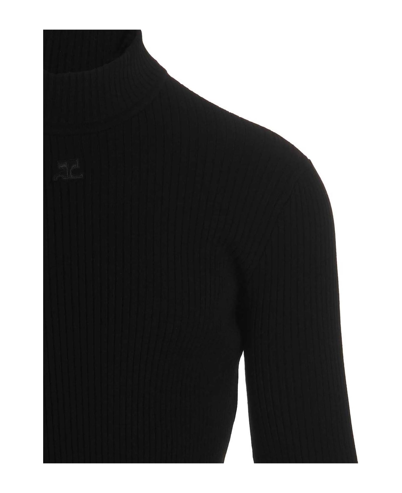 Courrèges Logo Turtleneck Sweater - Black   ニットウェア