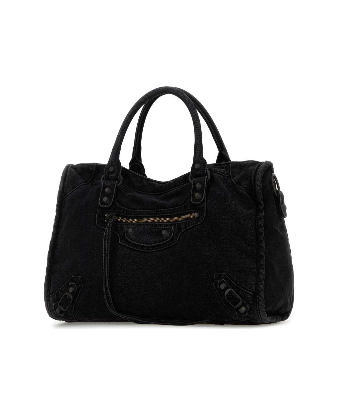 Balenciaga Black Denim Medium Le City Handbag - BLACK