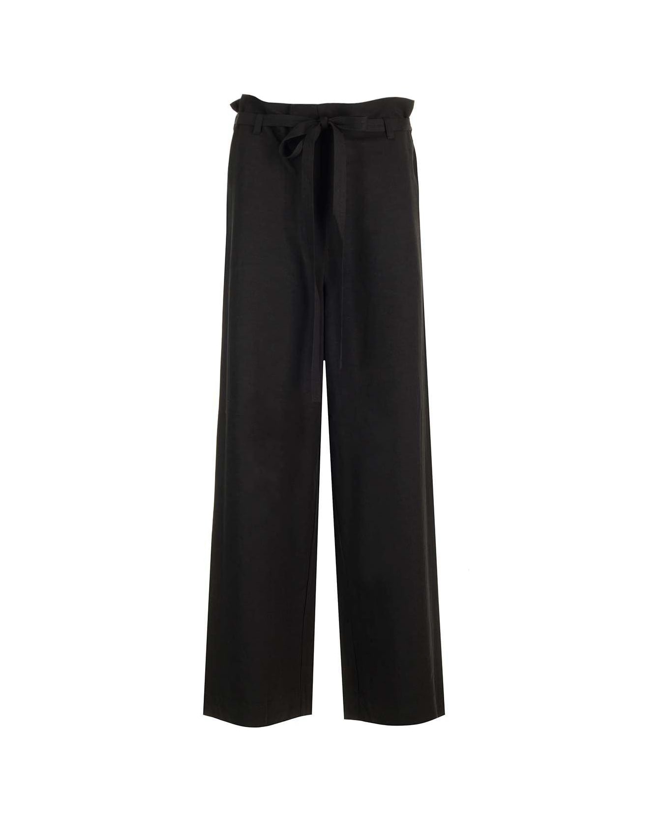 Totême Belted Flared Trousers - Black