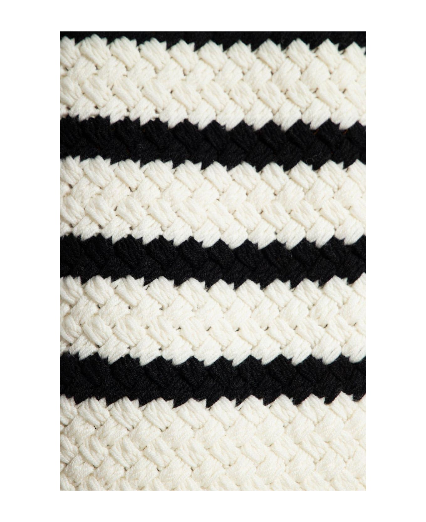 Alanui Stripe Detailed Knit Sweater - White Black ニットウェア