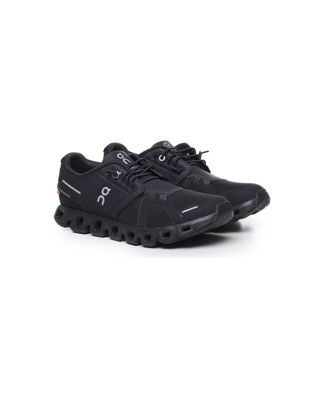 ON Cloud 5 Mesh Sneakers With Logo - Black