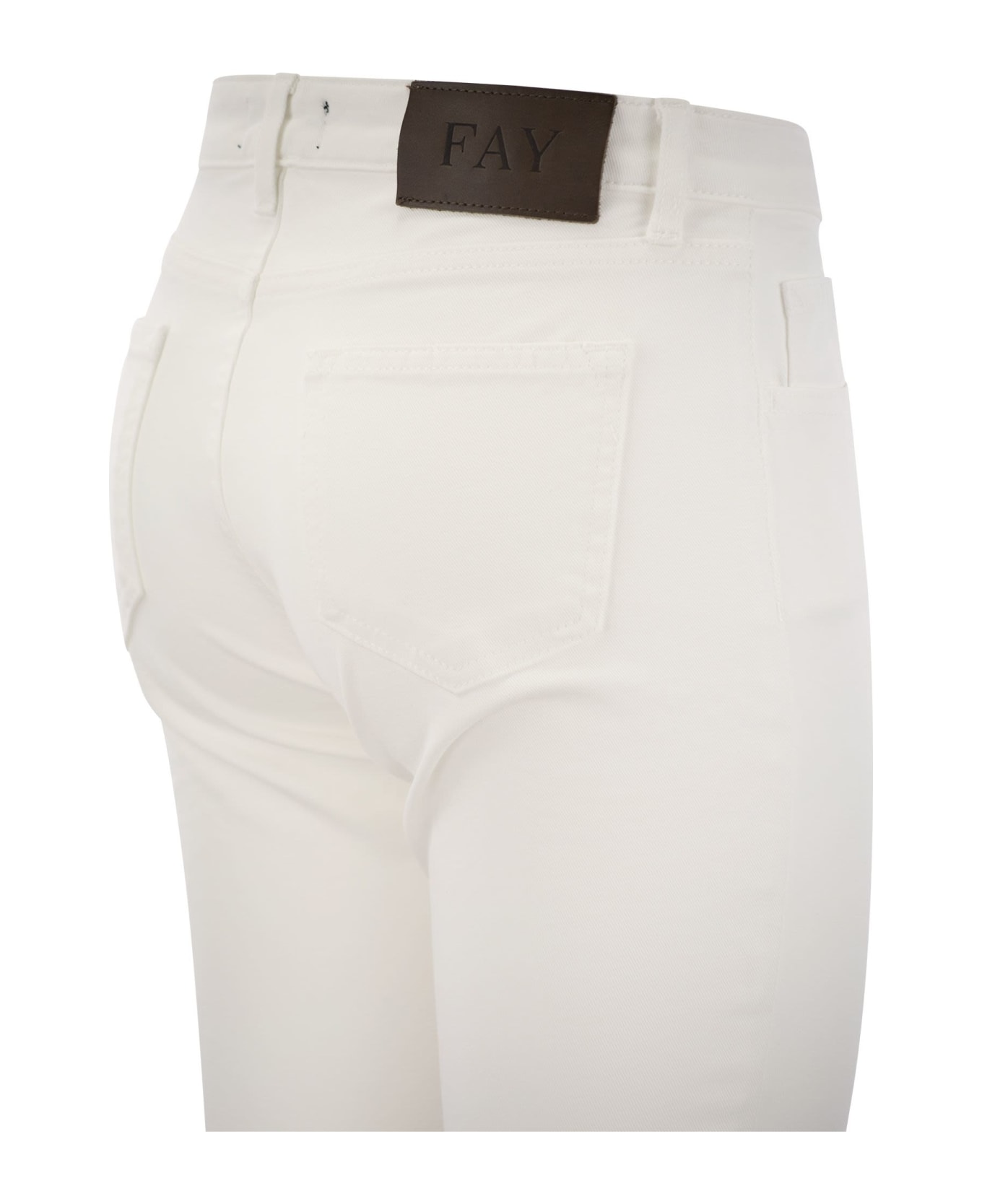 Fay 5-pocket Trousers In Stretch Cotton. - White