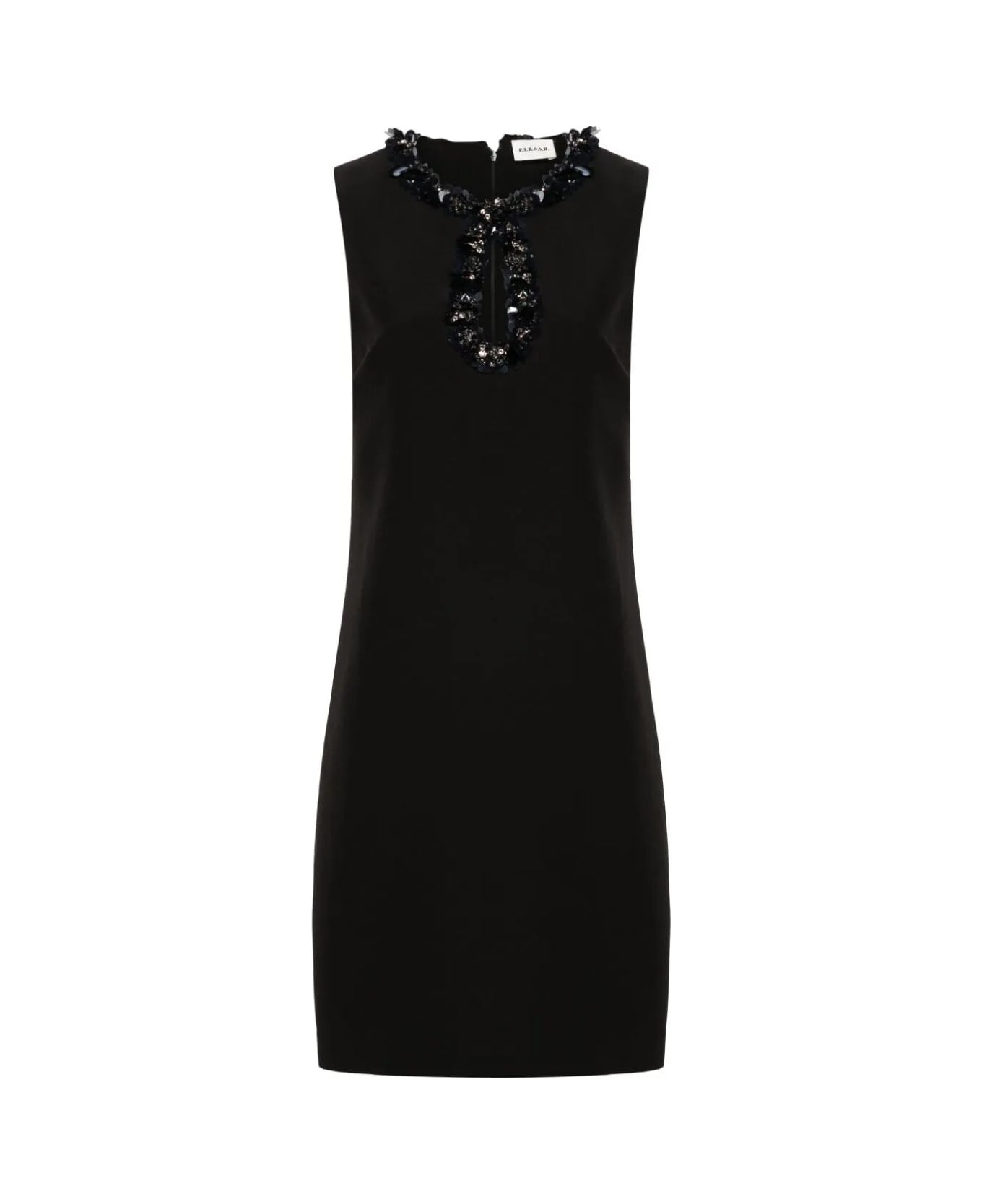 Parosh Sleeveless Mini Dress With Paillettes - Black