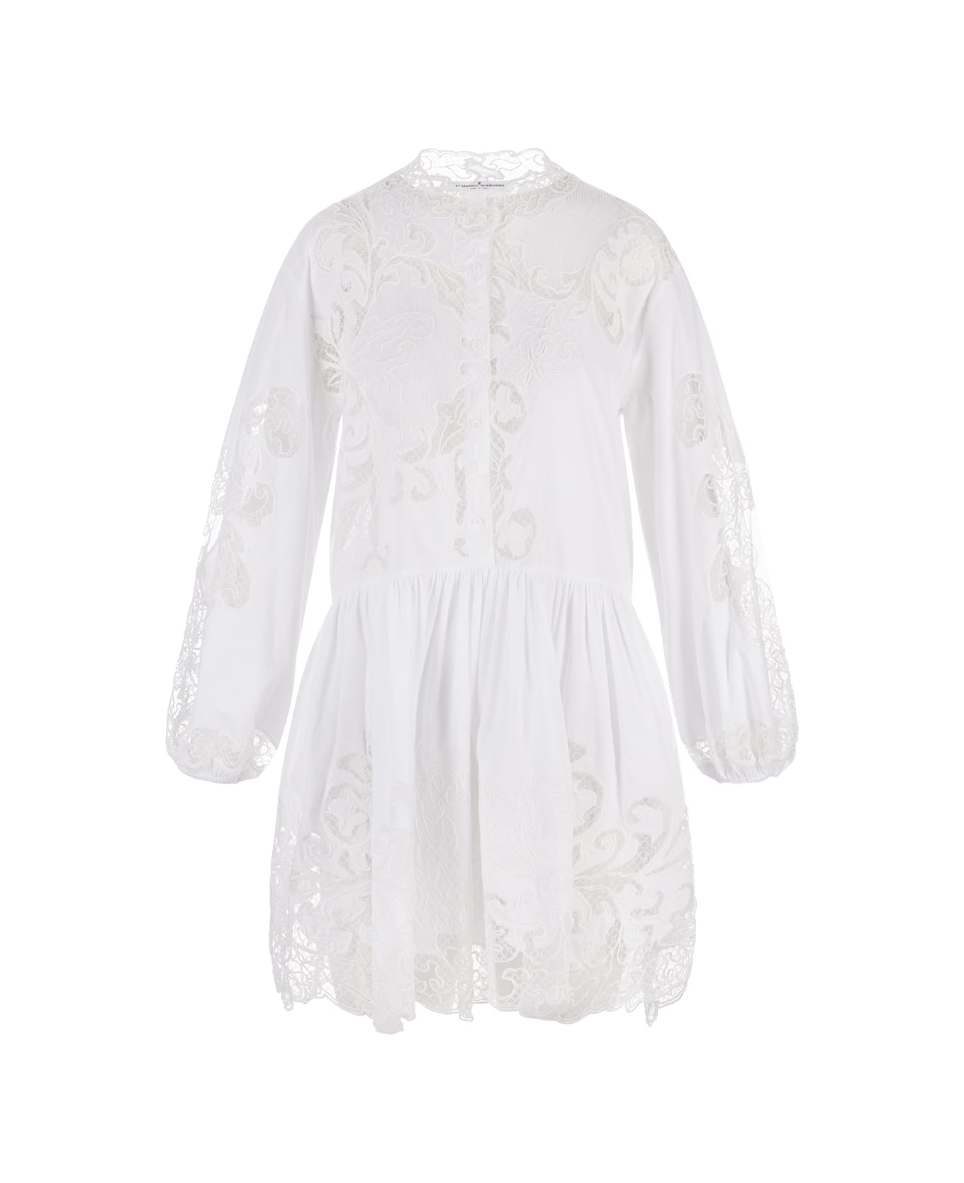 Ermanno Scervino White Dress With Cutwork Lace - Bright White
