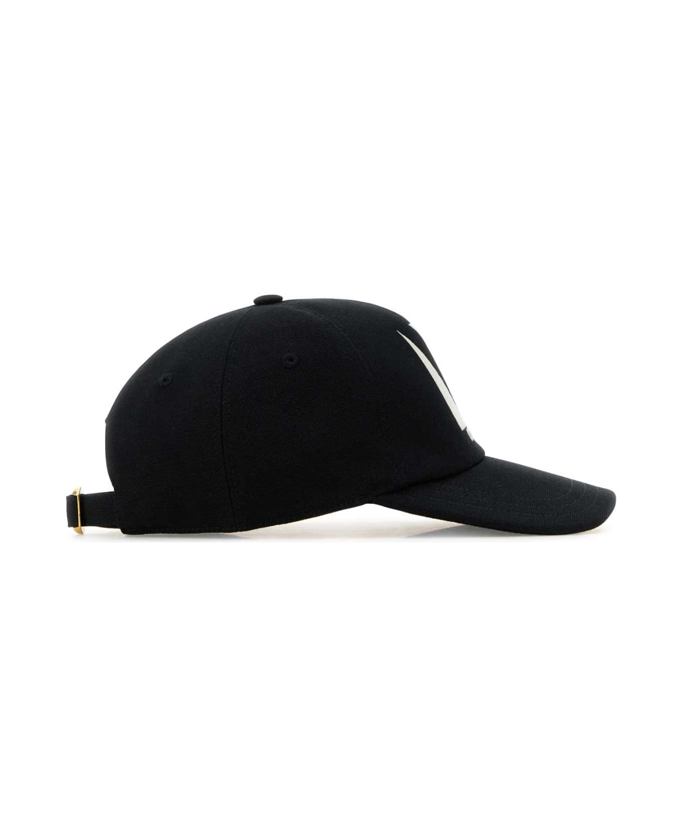 Valentino Garavani Black Cotton Baseball Cap - Black