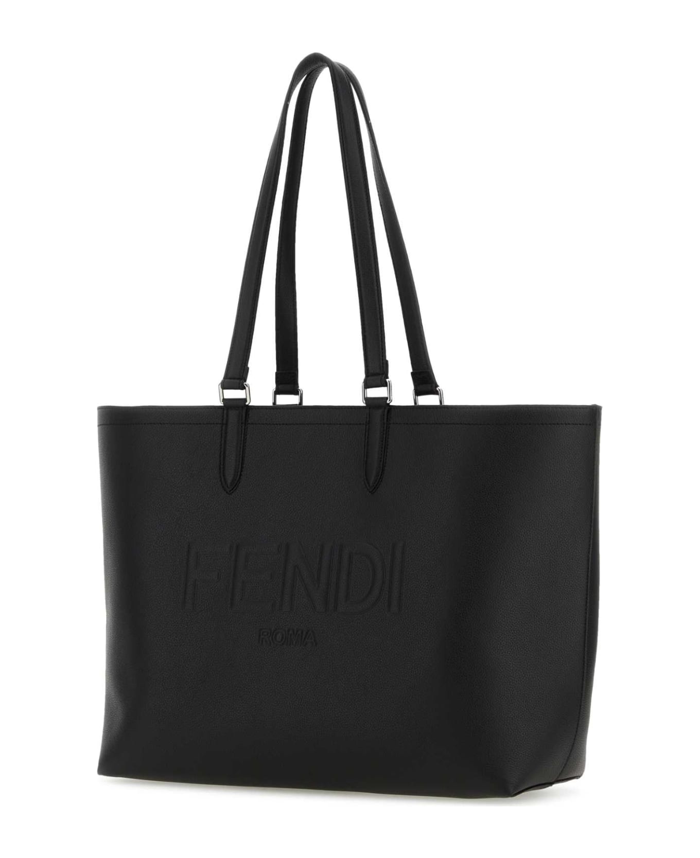 Fendi Back Leather Fendi Roma Shopping Bag - BLACK