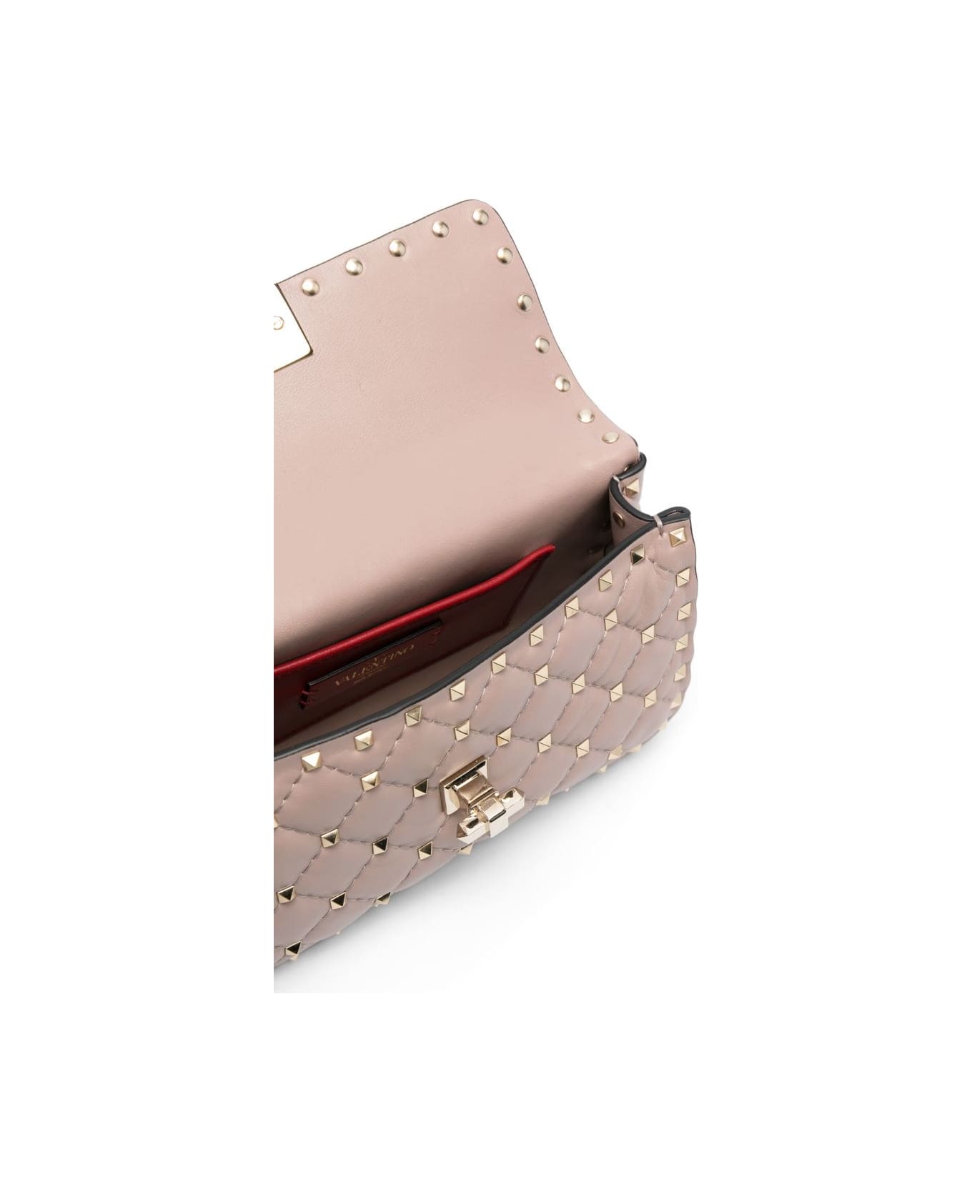 Valentino Garavani Spike Small Leather Shoulder Bag - Powder