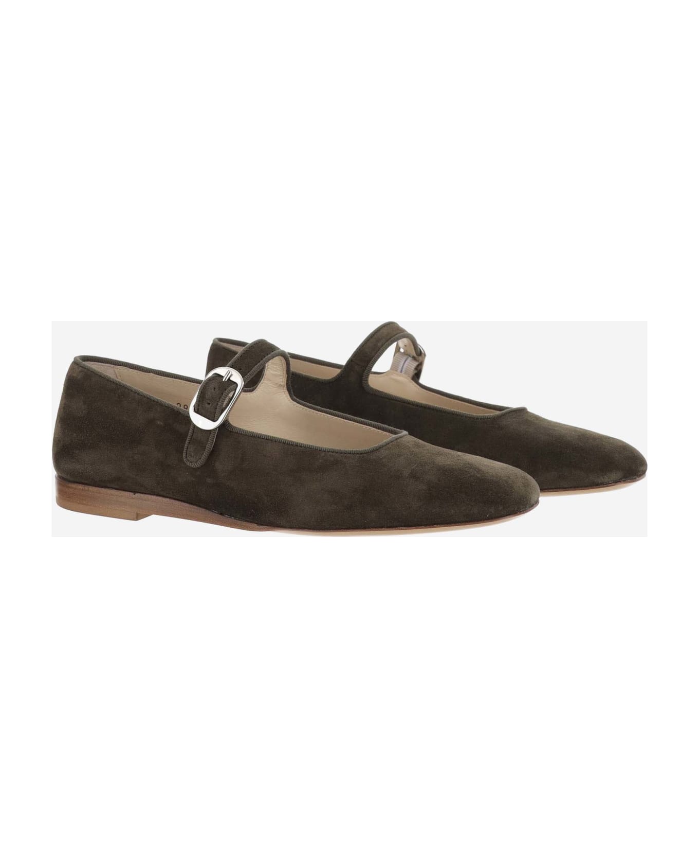 Le Monde Beryl Suede Leather Mary Jane Ballet Flats - Green