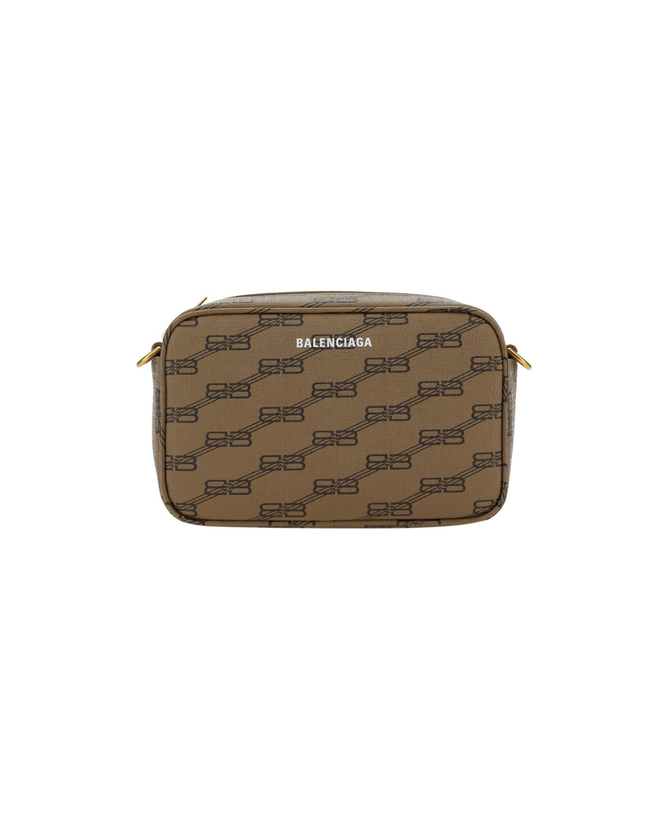 Balenciaga Camera Signature Shoulder Bag - Beige+brown
