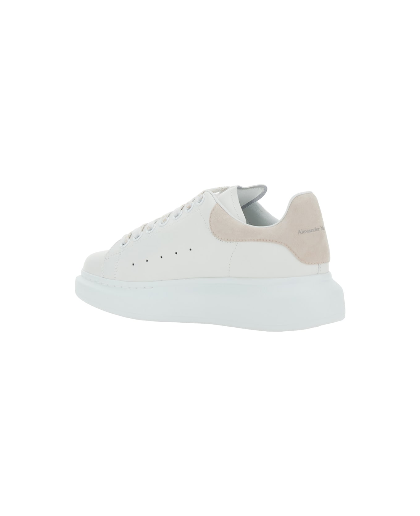 Alexander McQueen White Low Top Sneakers With Contrasting Heel With Logo Lettering In Leather Woman - White