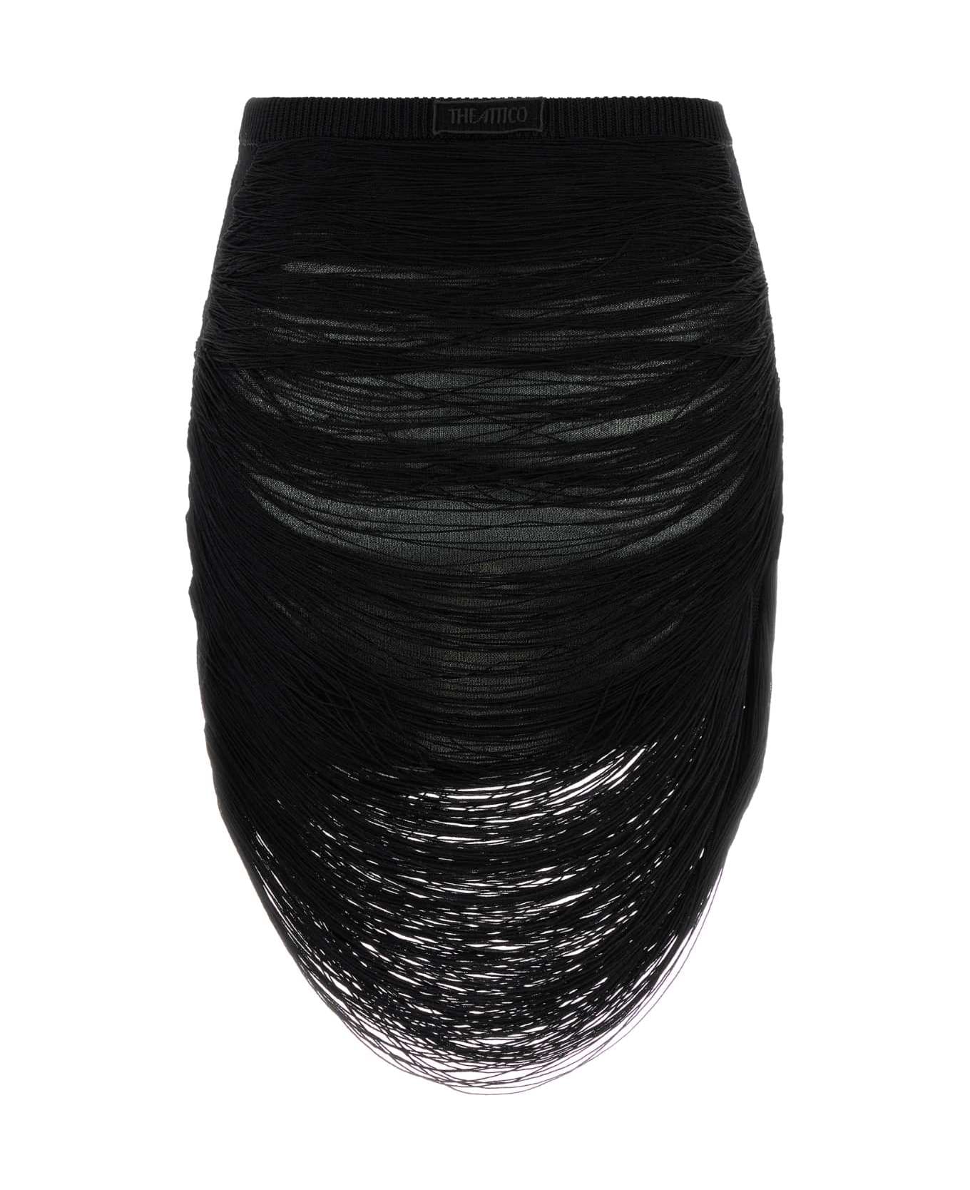 The Attico Black Viscose Blend Miniskirt - Black