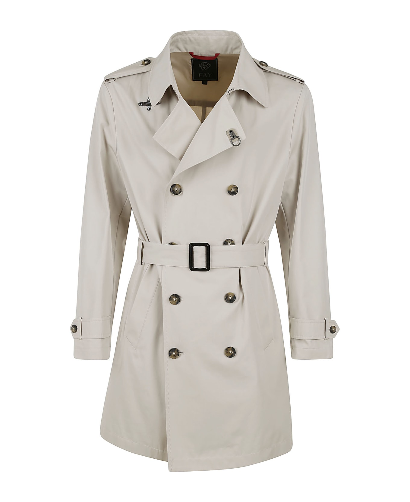 Fay Belted Double-breasted Trench - Grey