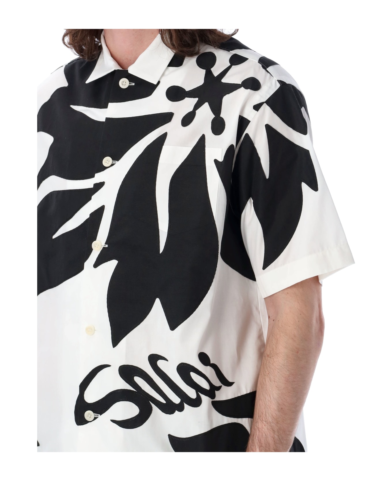 Sacai Floral Patch Shirt - OFF WHITE BLACK