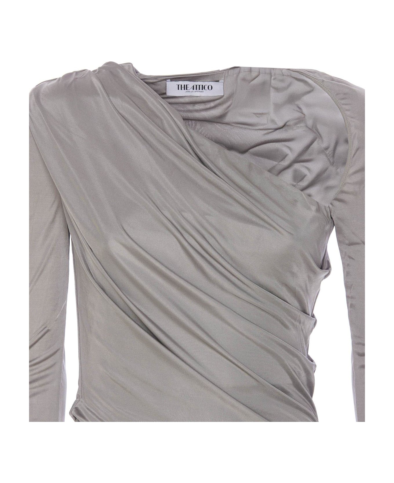 The Attico Asymmetric-neck Mini Dress - GREY