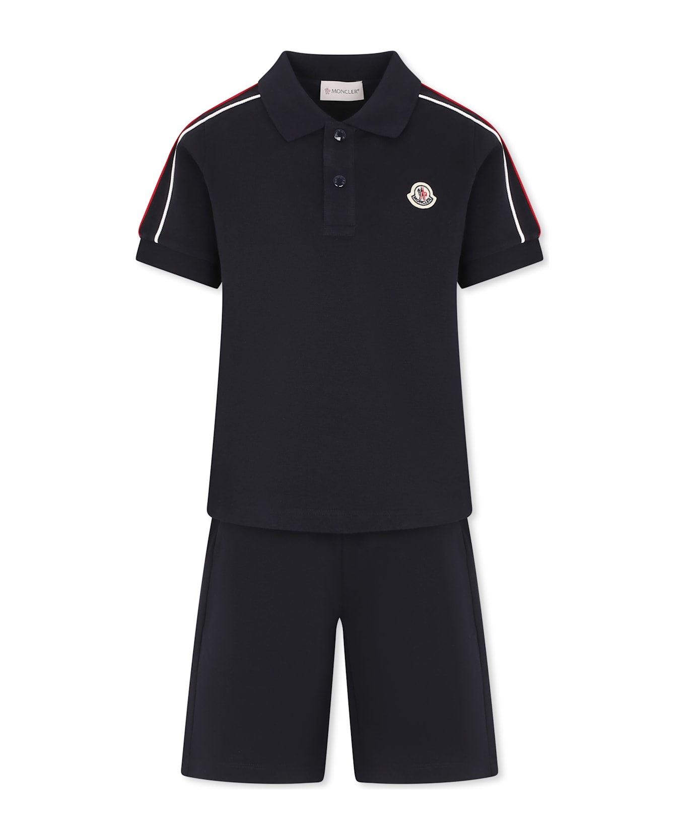 Moncler Blue Suit For Boy With Logo - Blue