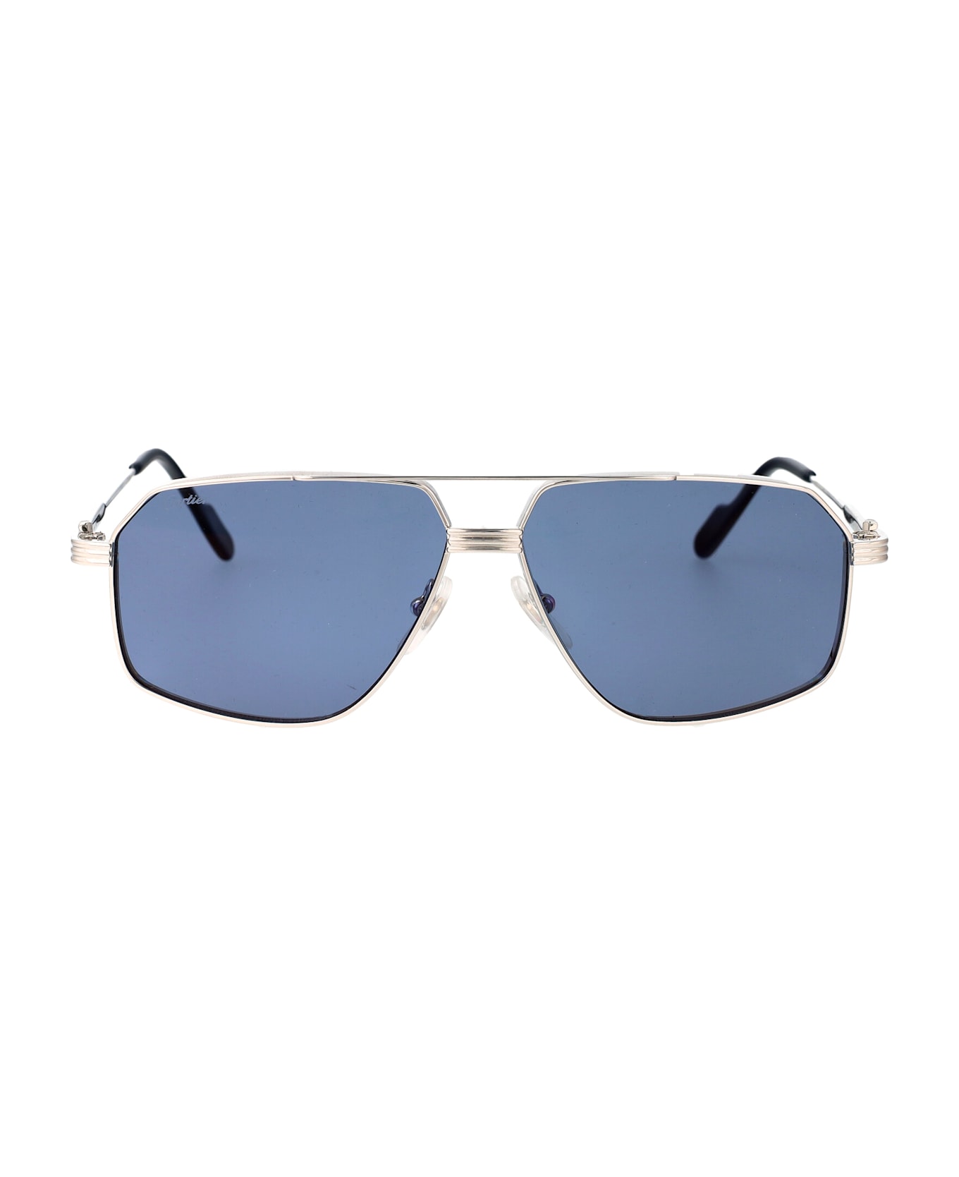 Cartier Eyewear Ct0270s Sunglasses - 007 SILVER SILVER BLUE