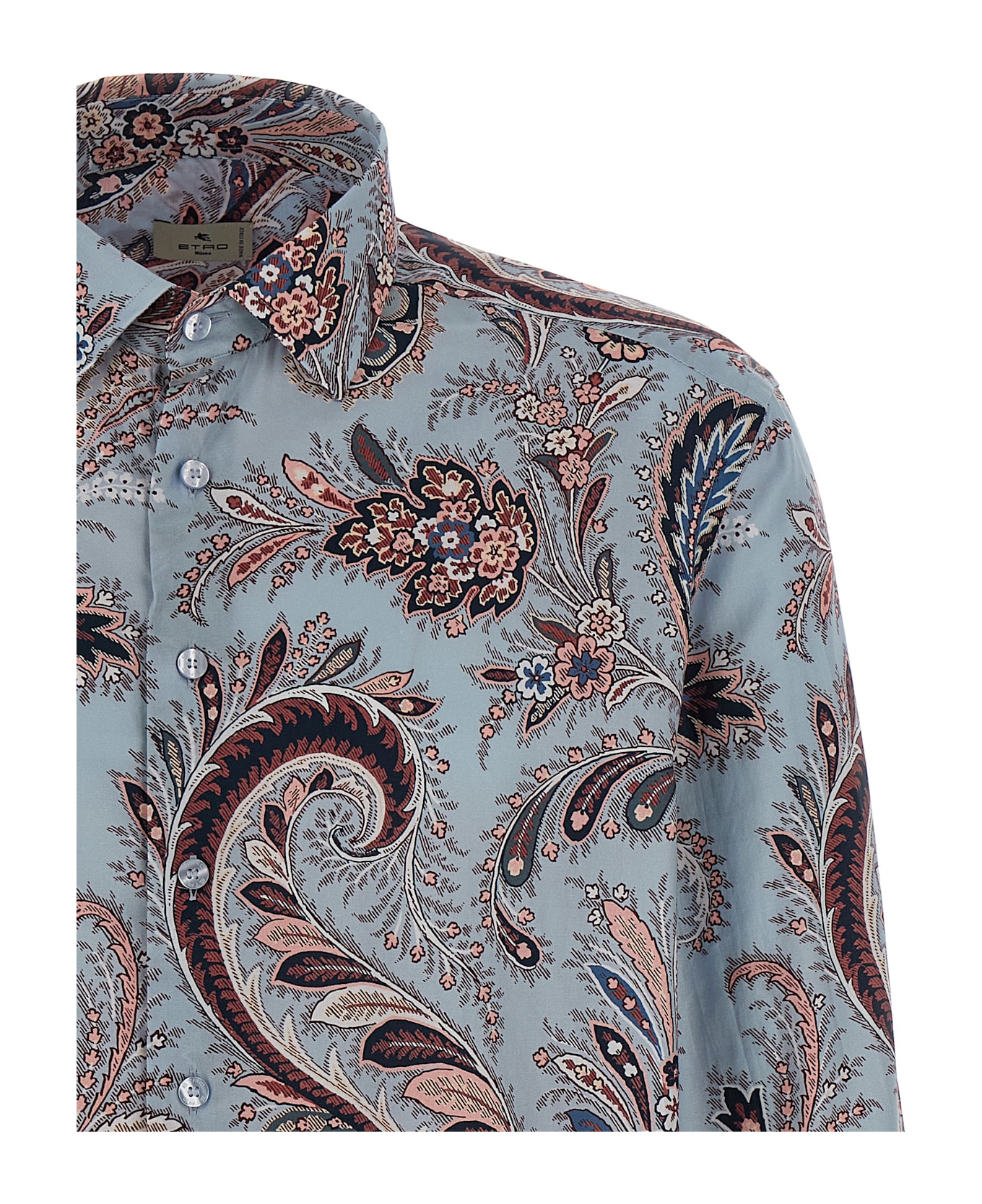 Etro Floral Paisley Cotton Shirt - Light Blue