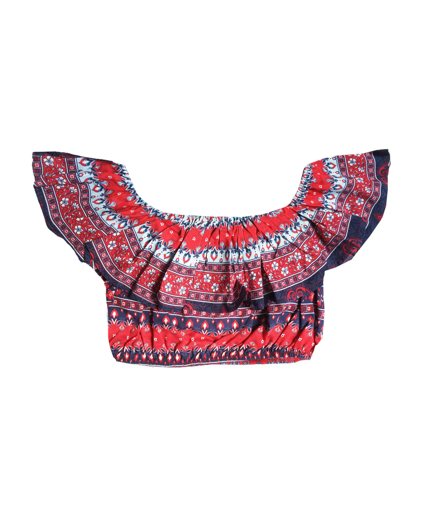 MC2 Saint Barth Girl Crop Top With Ruffle - BLUE