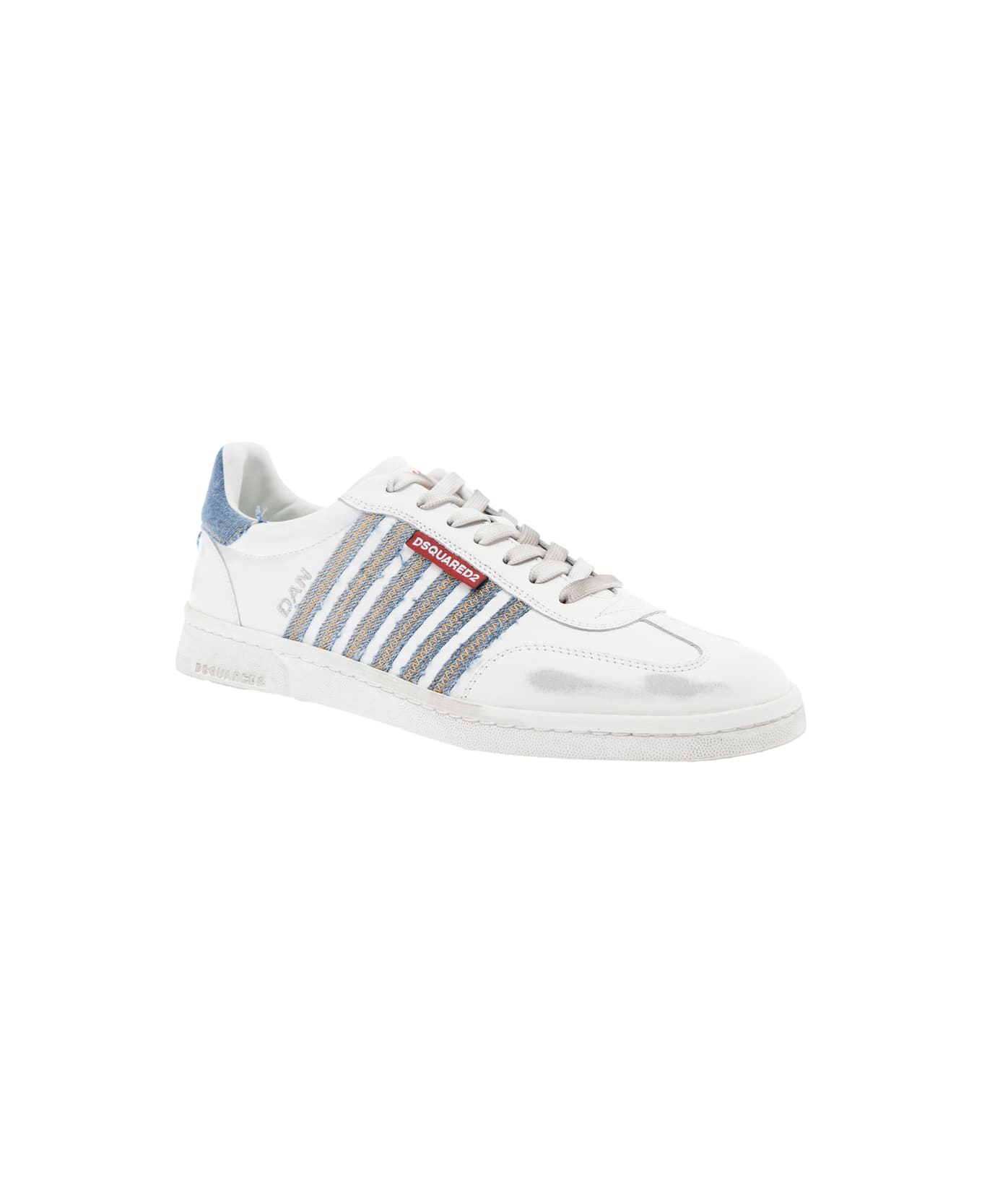 Dsquared2 White Leather Boxer Sneakers - BIANCODENIM