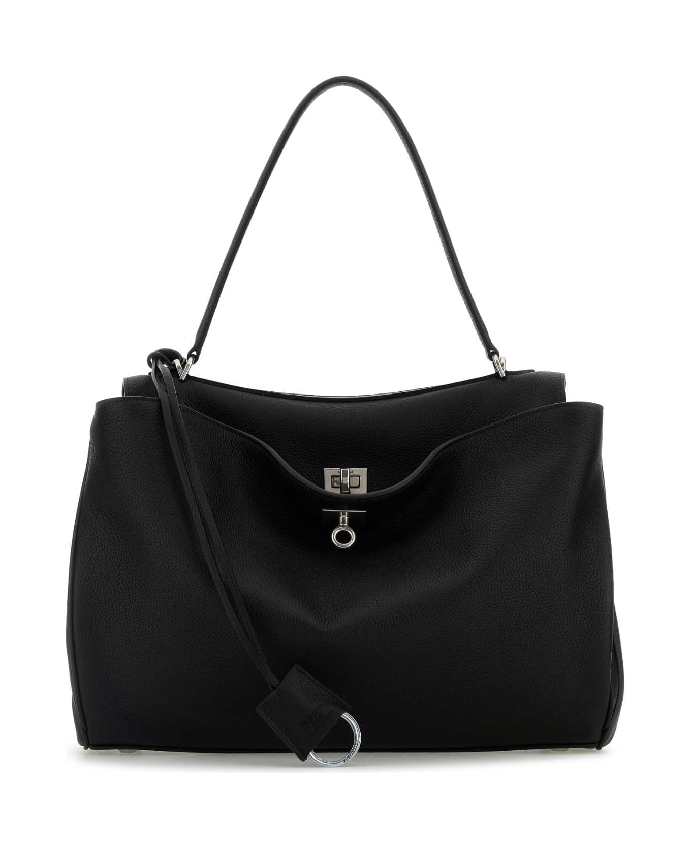 Balenciaga Black Leather Medium Rodeo Handbag - Black
