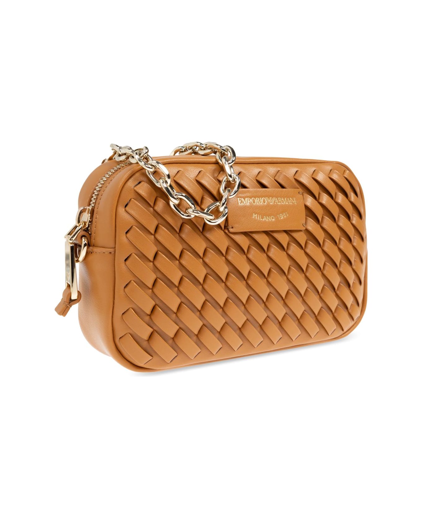 Emporio Armani Shoulder Bag With Decorative Weave - Brown