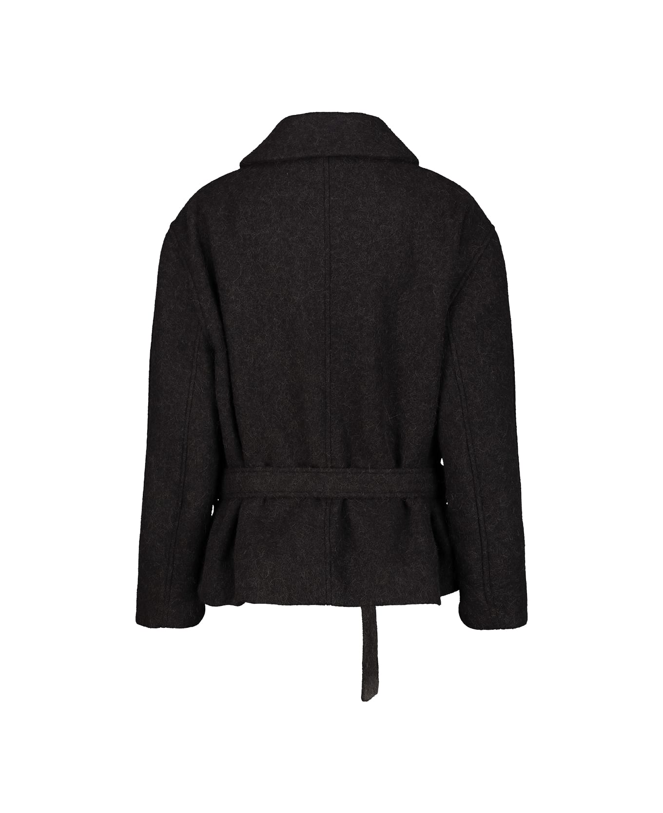 Lemaire Short Asymmetrical Bathrobe Coat - Black