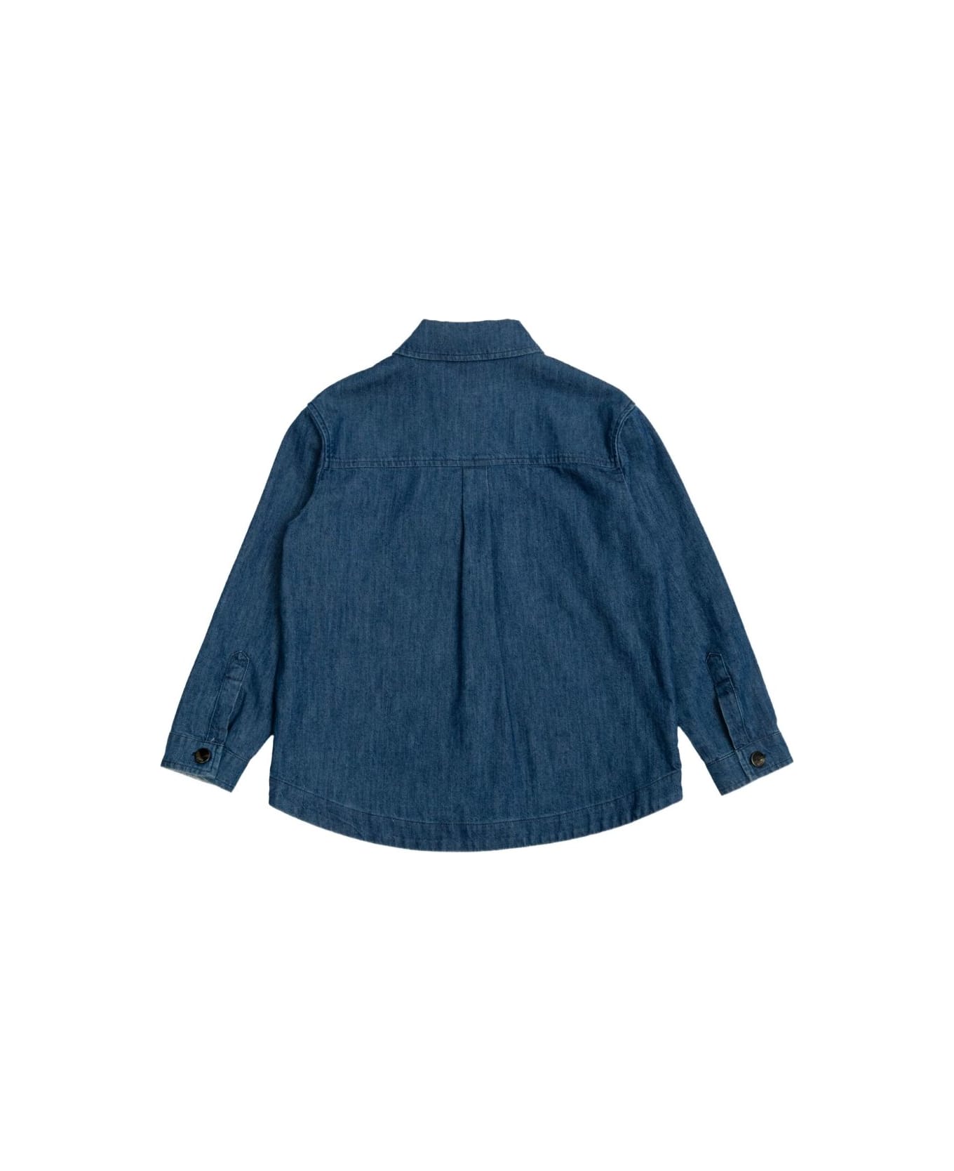 Fendi Kids Denim Shirt With Logo - Blue