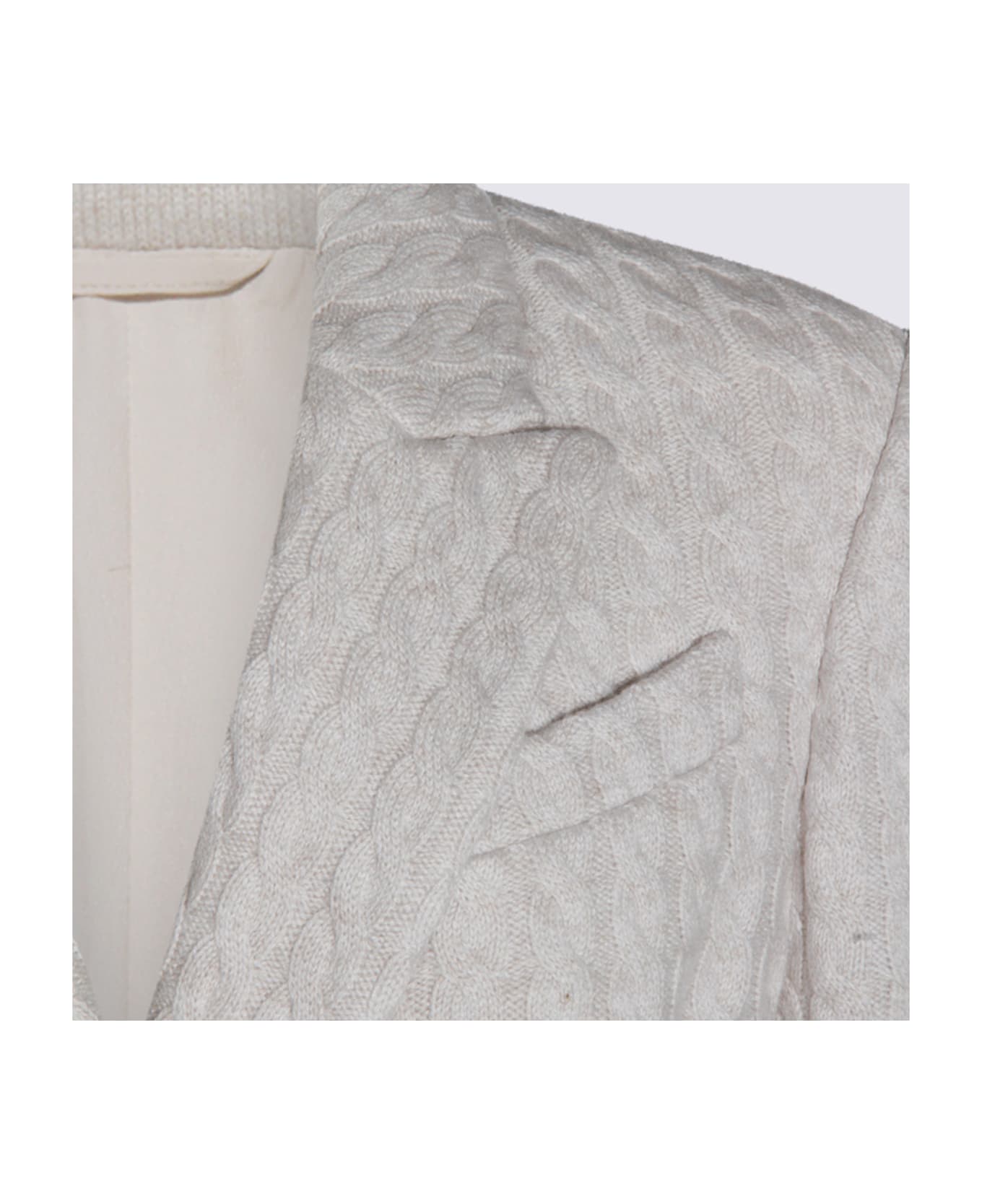 Brunello Cucinelli Light Grey Cashmere Blazer - MADRE PERLA