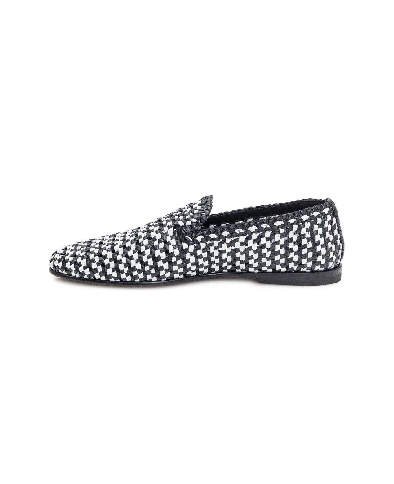Dolce 
Gabbana Woven Slip-on Loafers - BLACK/WHITE