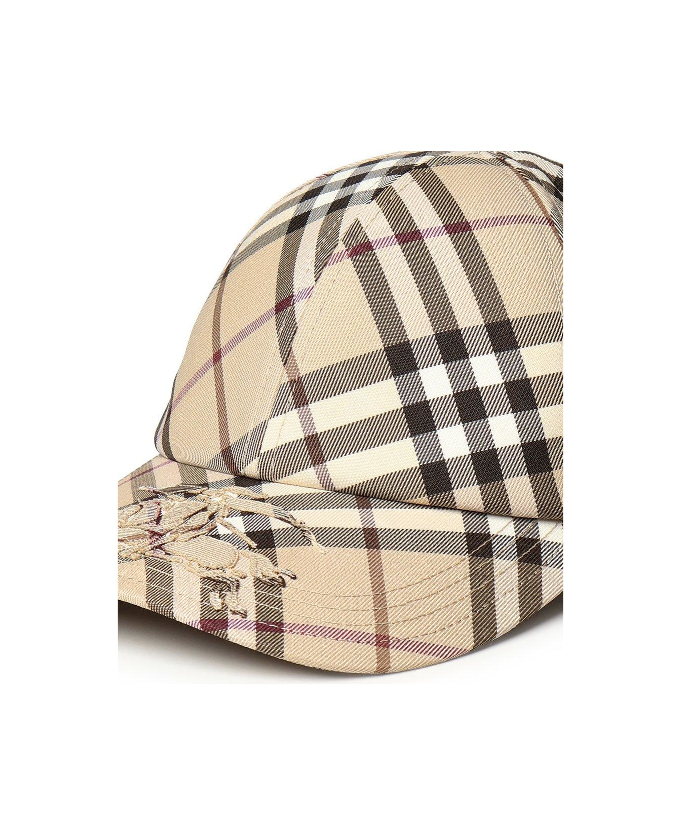Burberry Hat With Check Pattern - Beige