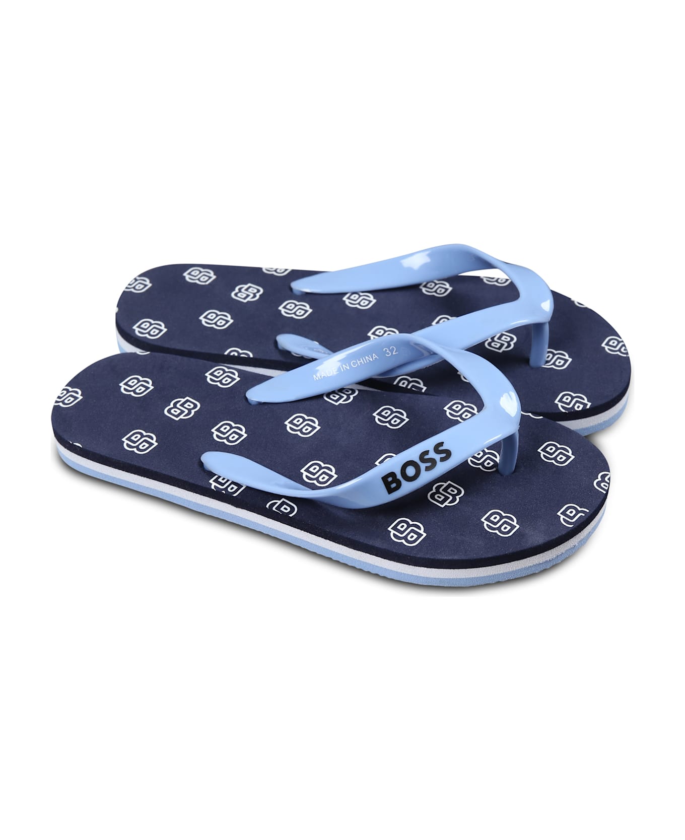 Hugo Boss Blue Flip-flops For Boy With Logo - Blue